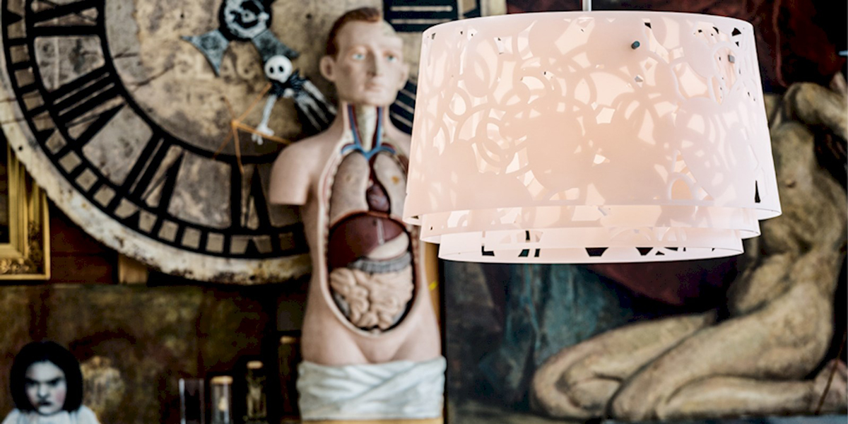 Louis Poulsen Collage pendant in the new soft pink color