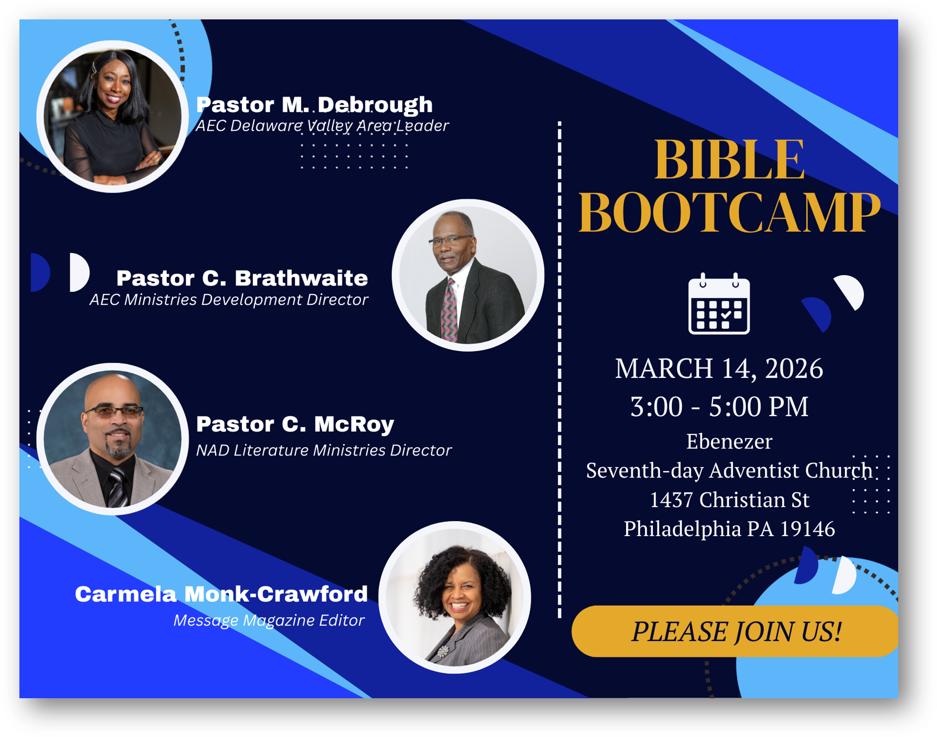      

 
   The afternoon event is the&nbsp;  Message Magazine Boot Camp  . People throughout the city will be in the building to prepare for community outreach.   Carmela Monk-Crawford   will bring her team to show us the blessing of participating i