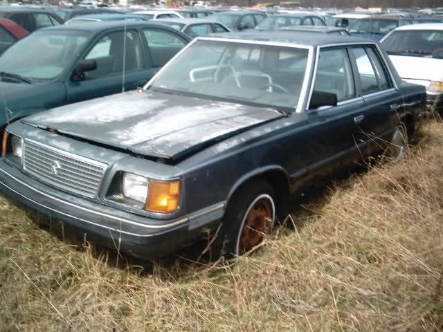 A Dodge Aries fresh off of the assembly line.