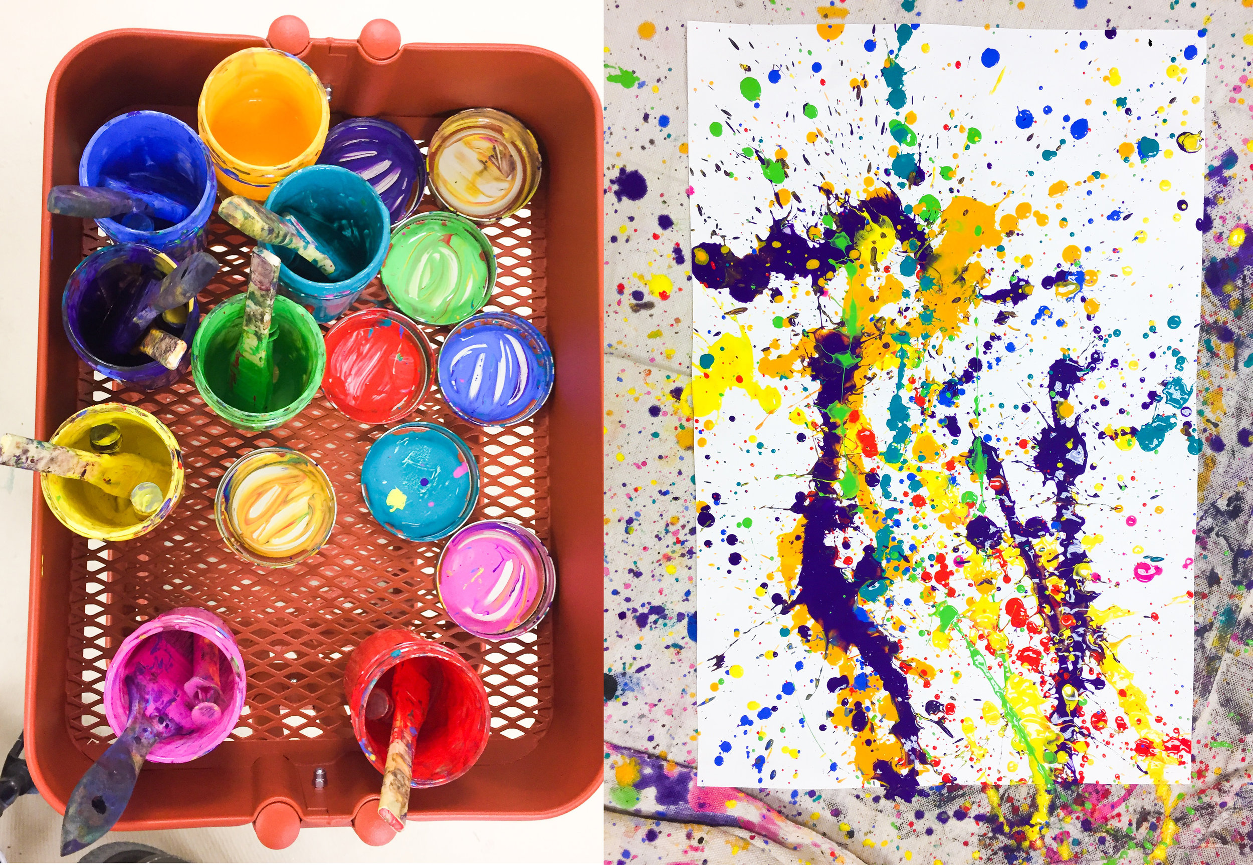 Tools of the trade and a splatter painting