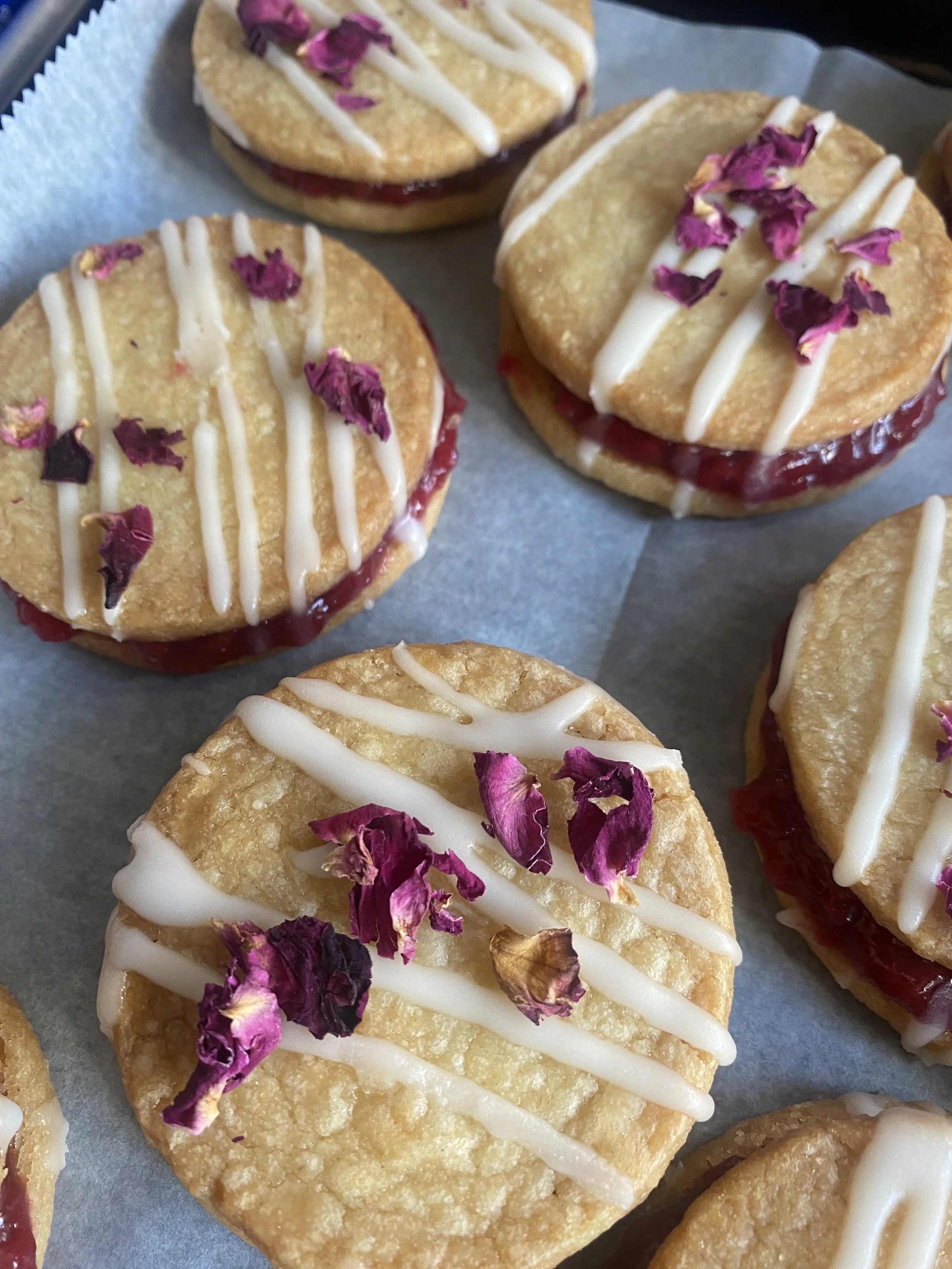 Raspberry Rose Sandwich Cookies