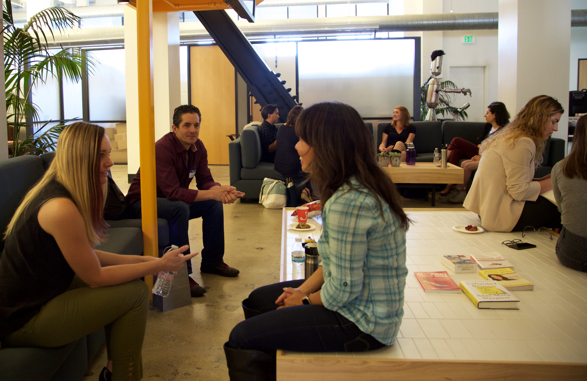 Speakers Melanie Williams from Frog Design, Arturo Menuiot from Alloy PD chat with director Izzy