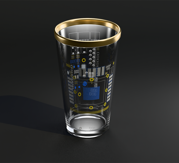 GPU VRAM" Gold Halo Pint Glass (16 oz.)  GamersNexus Official Store