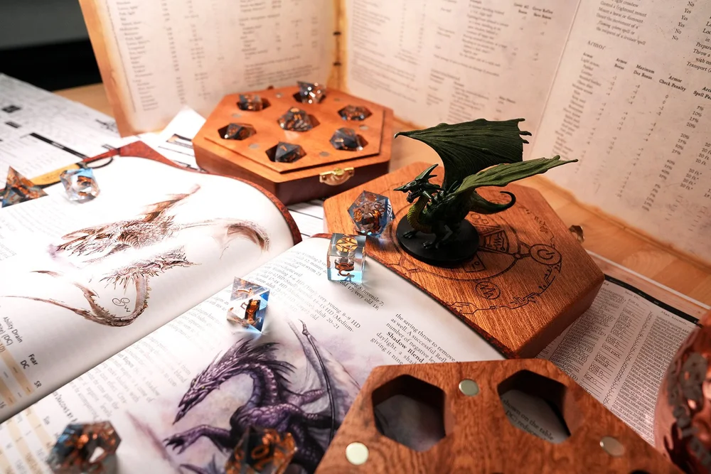 GN 'Inductor' Full Tabletop and D&D Premium Dice Set | 7-Piece Dice, Wooden Box, & Token Card GamersNexus Official Store GN 'Inductor' Full Tabletop and D&D Premium Dice Set | 7-Piece Dice, Wooden Box, & Token Card GamersNexus Official Store