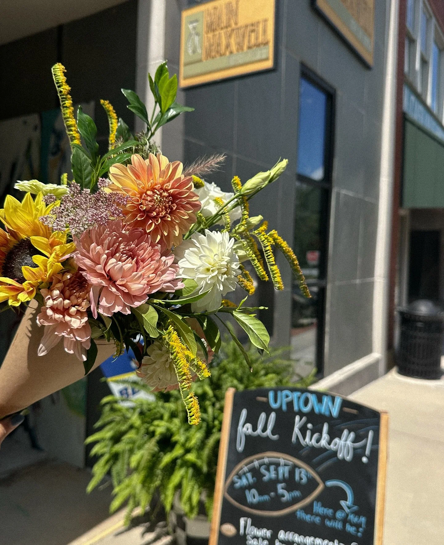 Tomorrow @mainnmaxwell fresh flowers during the Uptown Fall Kickoff!! 🏈💐🌻🌼
 10am-5pm 
Go check out all the fun happening in Uptown Greenwood! 

Alsooo new fall annuals, perennials &amp; houseplants arrived today at The Garden Shop 🌟 
Open 9am-5p