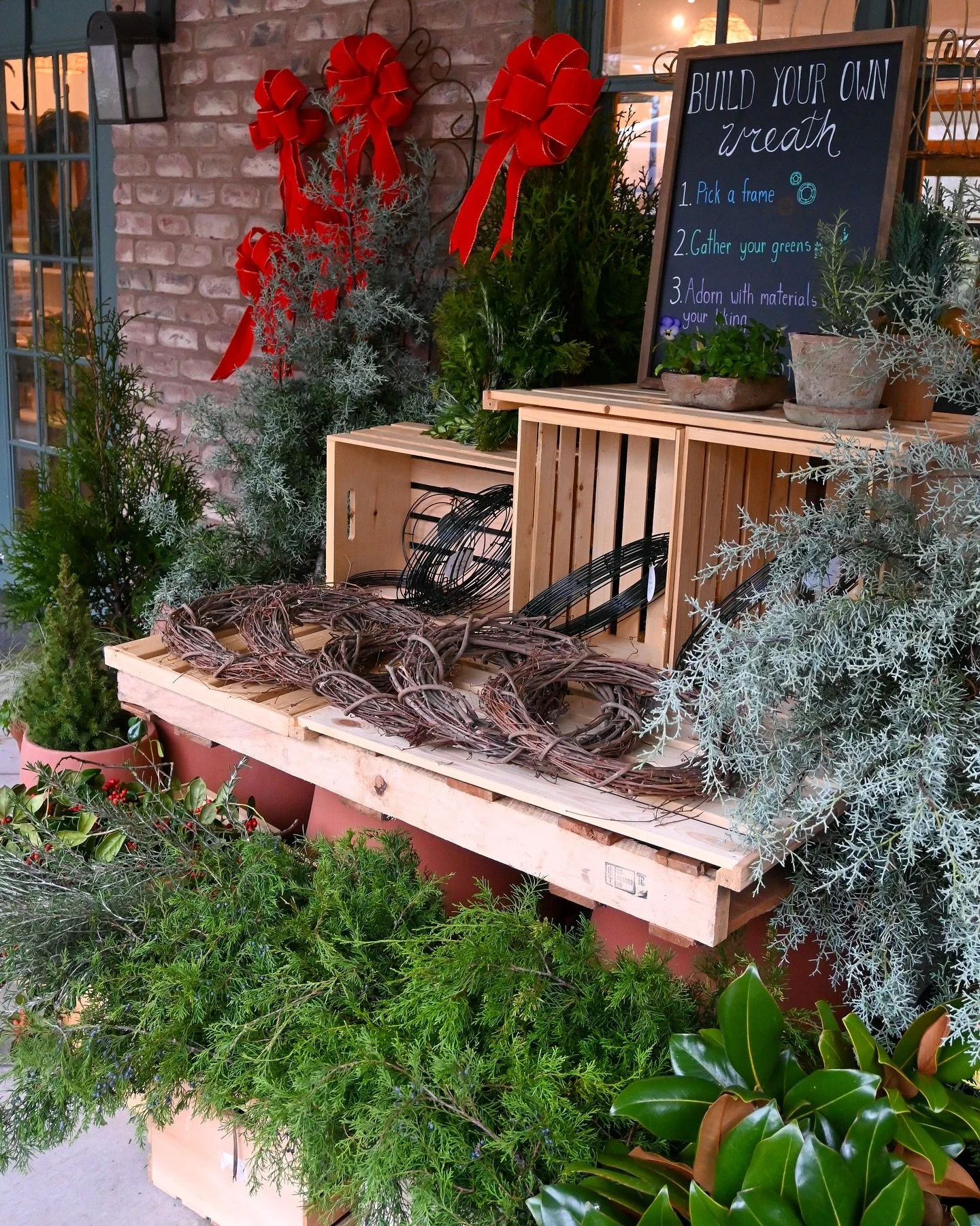 Tomorrow &amp; and Saturday from 9 AM to 5 PM
check out our Wreath Bar ! 🎄
Choose any size frame, grab some greenery, pick your ribbon, and design a holiday wreath you&rsquo;ll love all season long✨