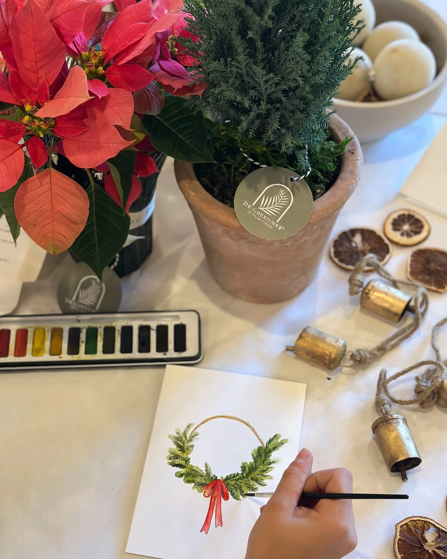 Make your holiday cards extra special 💌 We&rsquo;re offering watercolor notecards to paint in-store&mdash;9am-5pm 🎨🖌️
Come do some last minute shopping with us tomorrow ✨ Seasonal items are 20% off!