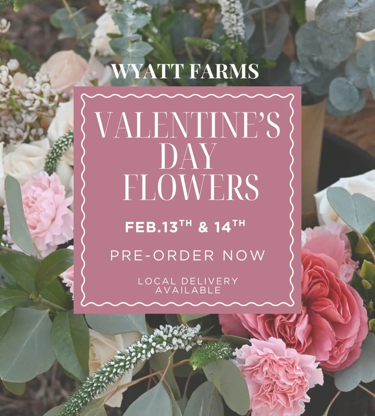 Fresh flower arrangements available next Friday &amp; Saturday for Valentine&rsquo;s Day !!! Pre-order today for any special orders! Message or call us at (864)-229-6252 💐

Offering local delivery ! 
We will have wrapped arrangements and arrangement