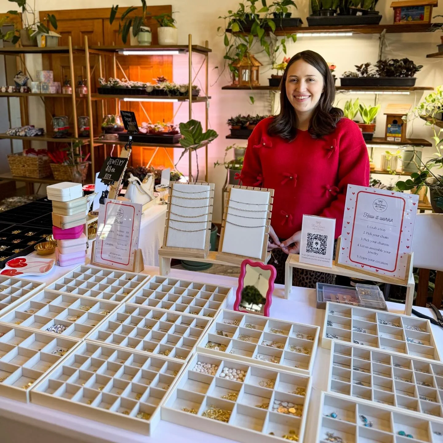 Charm bar + Chocolates + Flowers + Champagne til five! Today and tomorrow! Come see us!!!