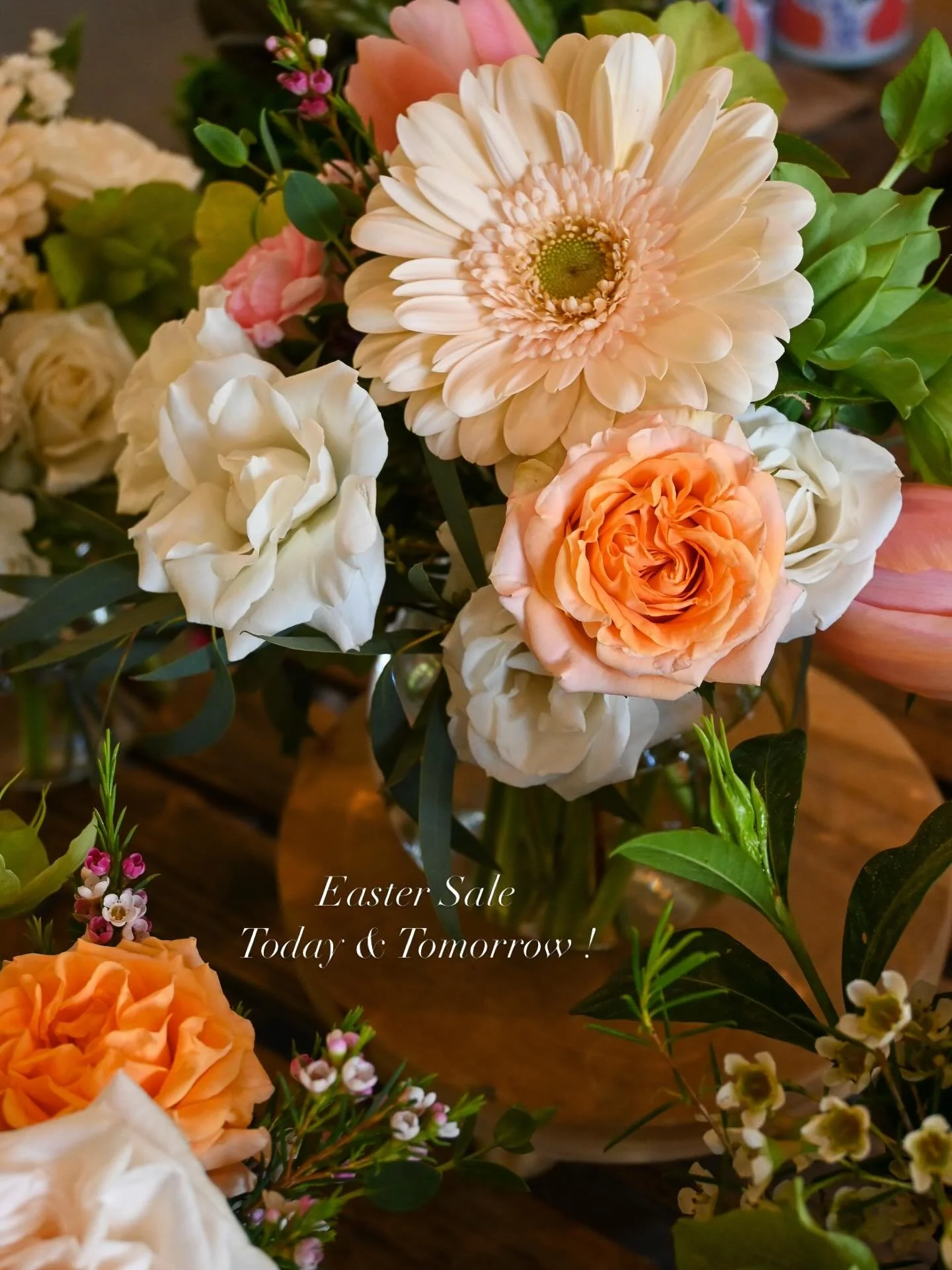 Easter Weekend Sale is HERE! 
15% off purchase today and tomorrow 
Fresh Flower Arrangements 9am-5pm 
TOMORROW - @charminggourmetsticksllc pop-up event from 11am-5pm!!
Happy Easter!🐣🌷🐰