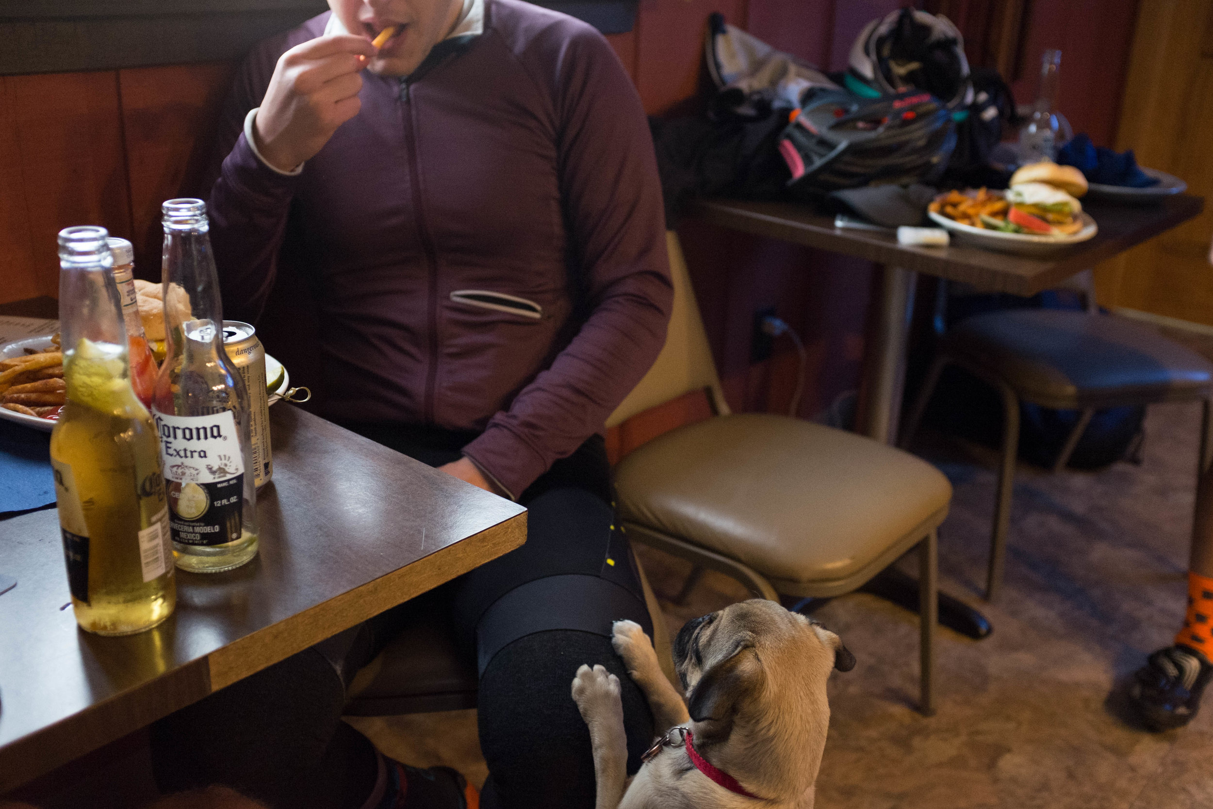 This Pug is named Porsche. She's a showboat. We're pretty sure this isn't acceptable given Minnesota health code, but that really doesn't matter. You can't put a stop to cuteness, it just finds a way to come on through. Plus, 4 Season's is a hell of a good restaurant, so, if there's a few dog hairs in my food, I'll forgive that.