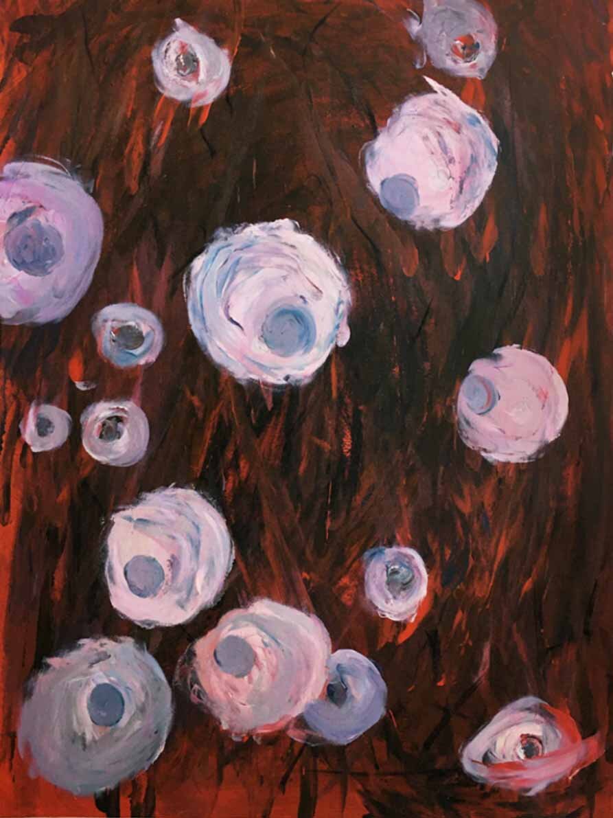 Acrylic paint &amp; charcoal on Hahnemule bamboo paper (50x70 cm)