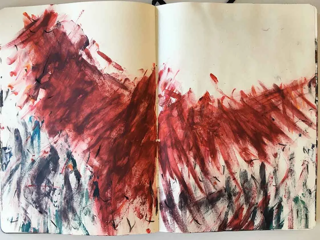 Acrylic paint in sketchbook