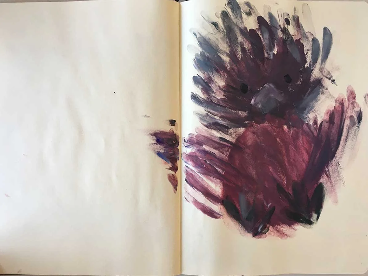 Acrylic paint in sketchbook