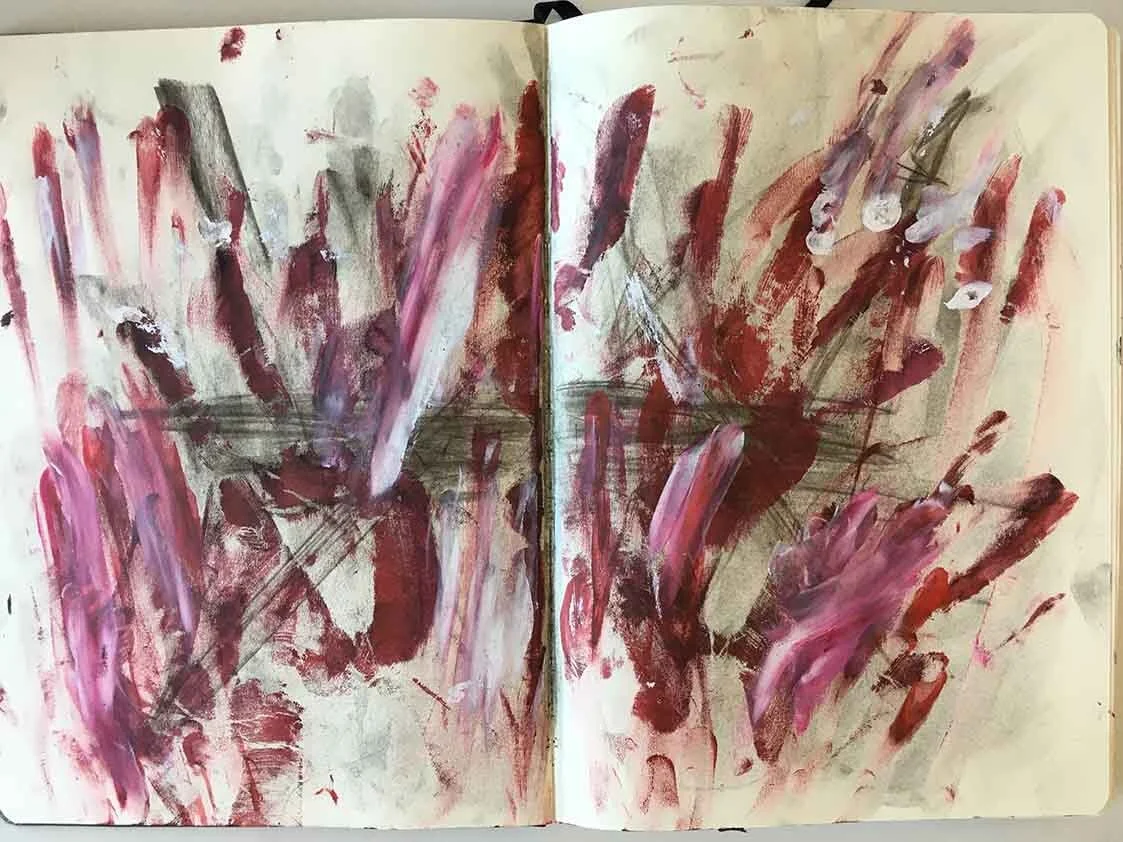 Acrylic paint in sketchbook