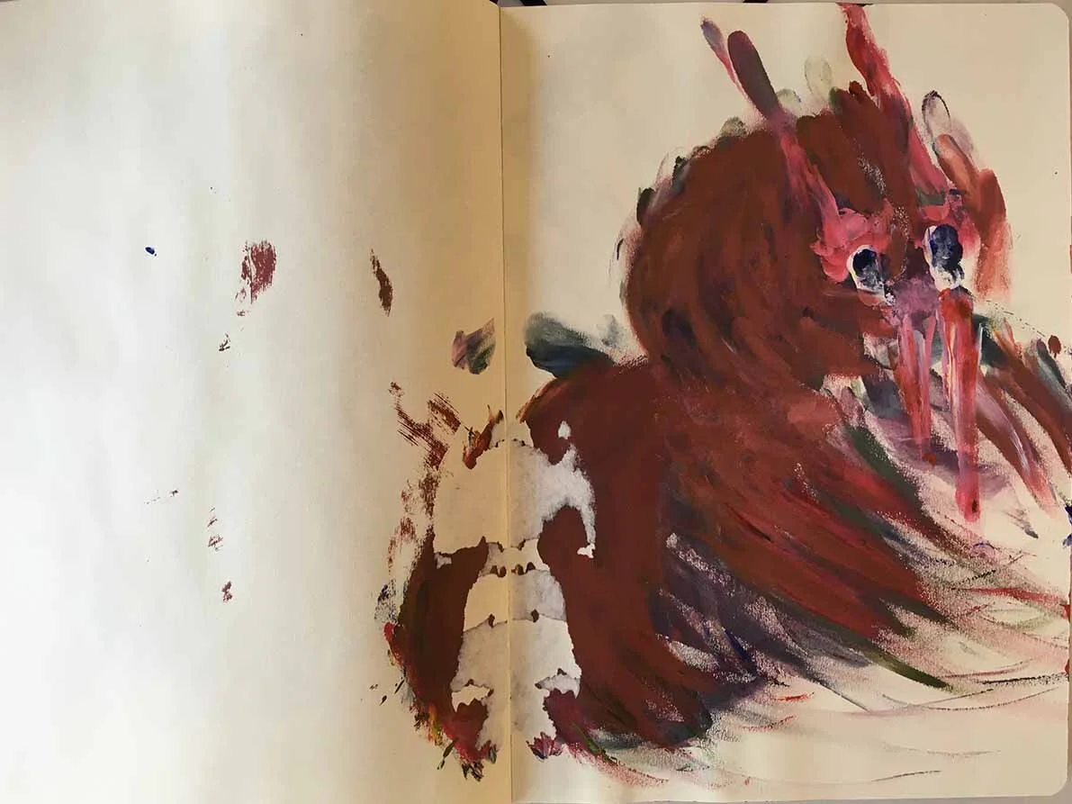 Acrylic paint in sketchbook