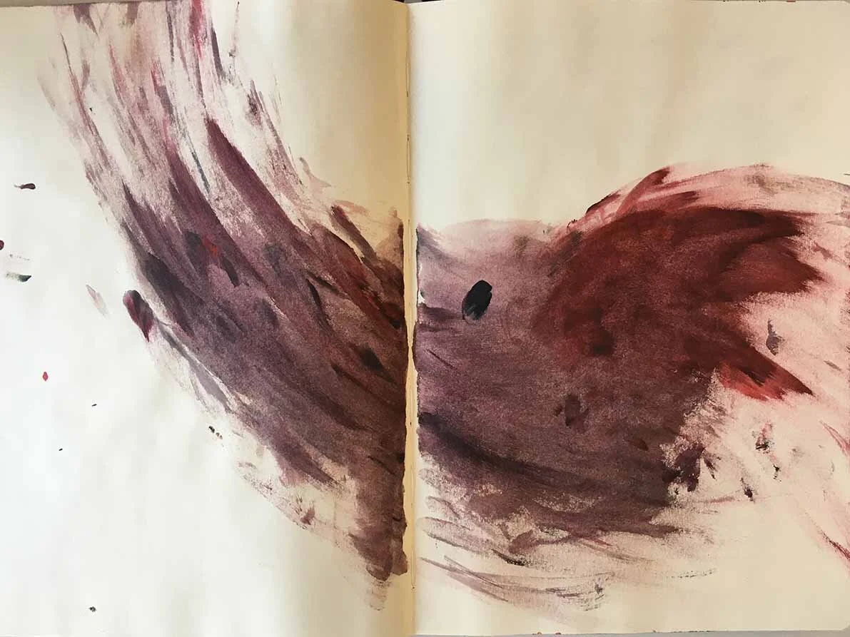 Acrylic paint in sketchbook