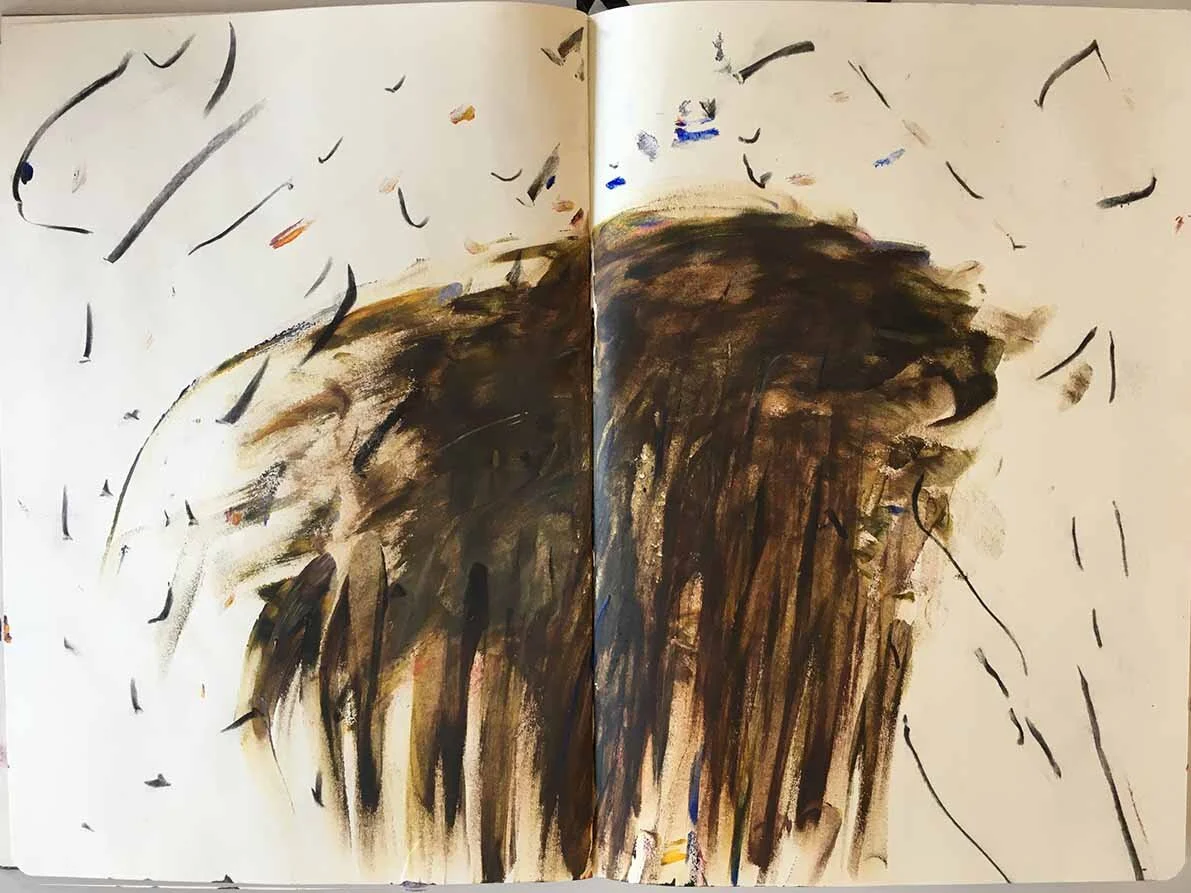 Acrylic paint in sketchbook