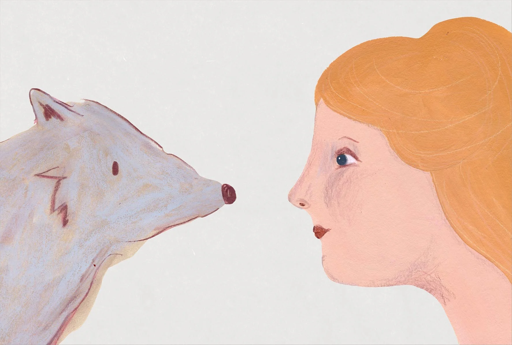 Mixed media polar fox (see video below) and heiress in acrylics with luminance pencils