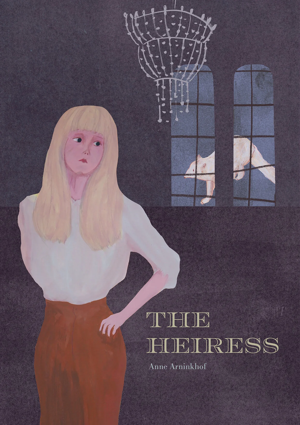Heiress in acrylic paints and luminance pencils; polar fox in mixed media; on a digitally created background using scanned in textures.