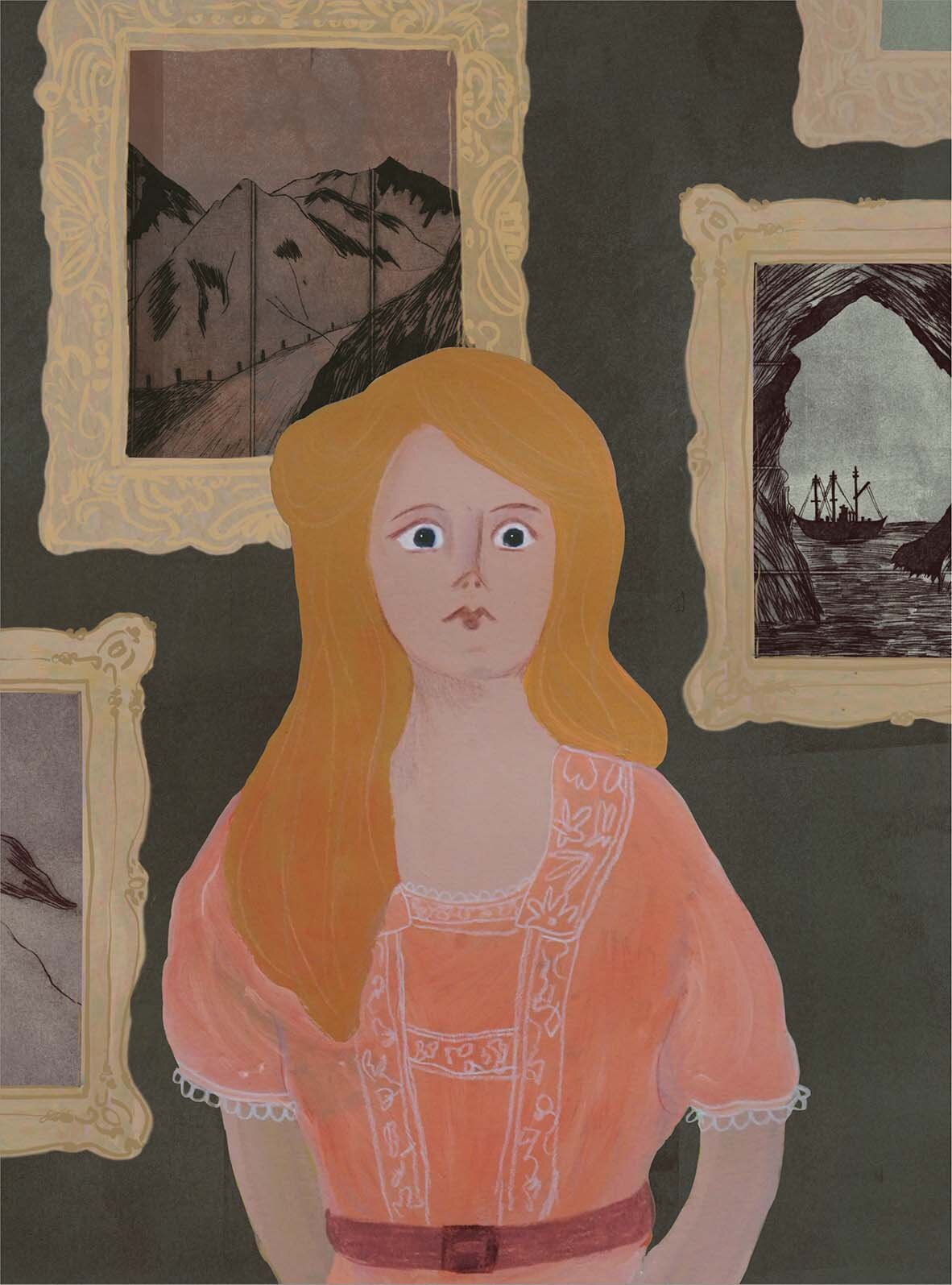 Acrylics and luminance pencils on Hahnemule bamboo paper, reworked digitally with added collagraph prints.