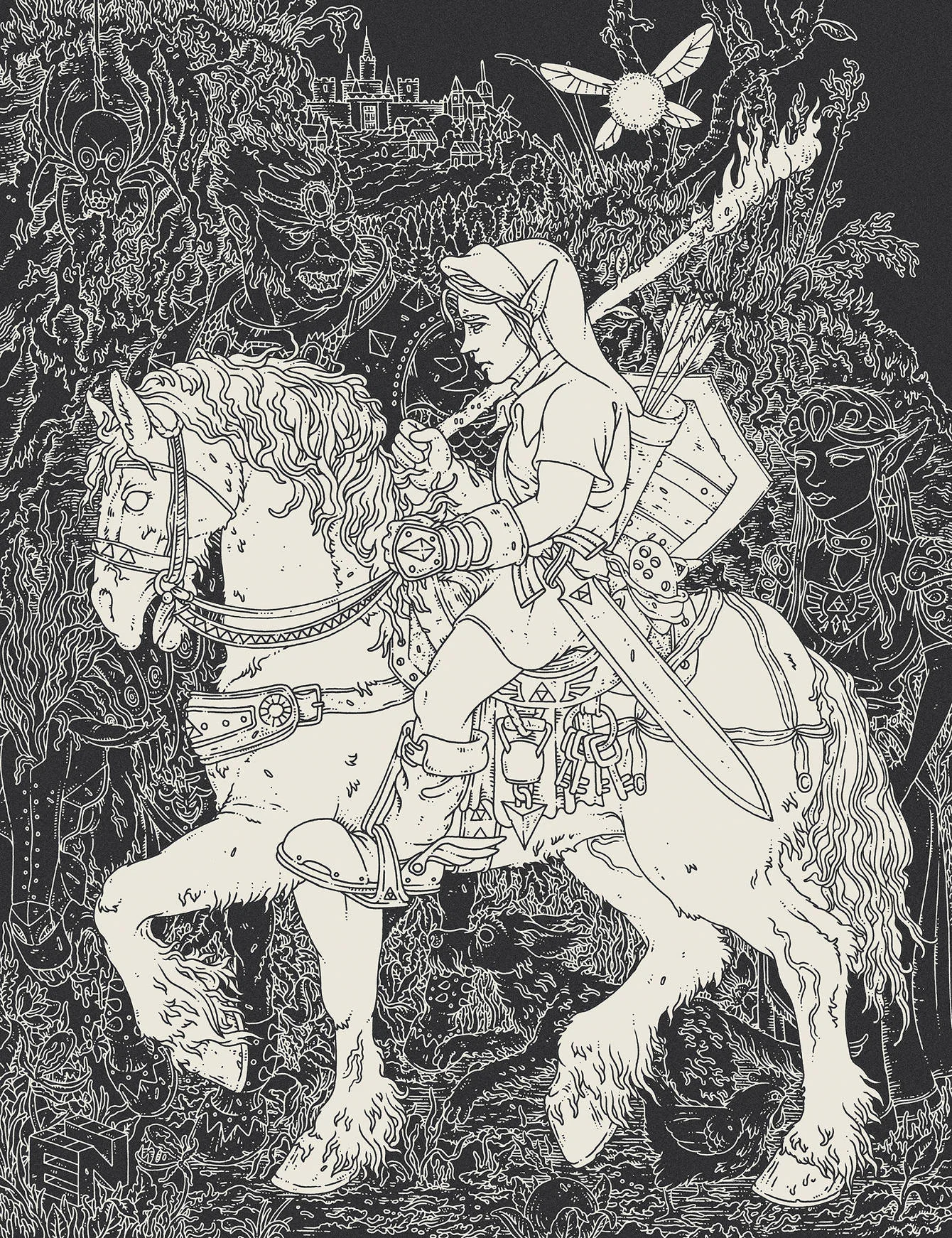 Zelda Ocarina of Time. Serigraph Print for Giant Robot's GAME OVER SHOW .