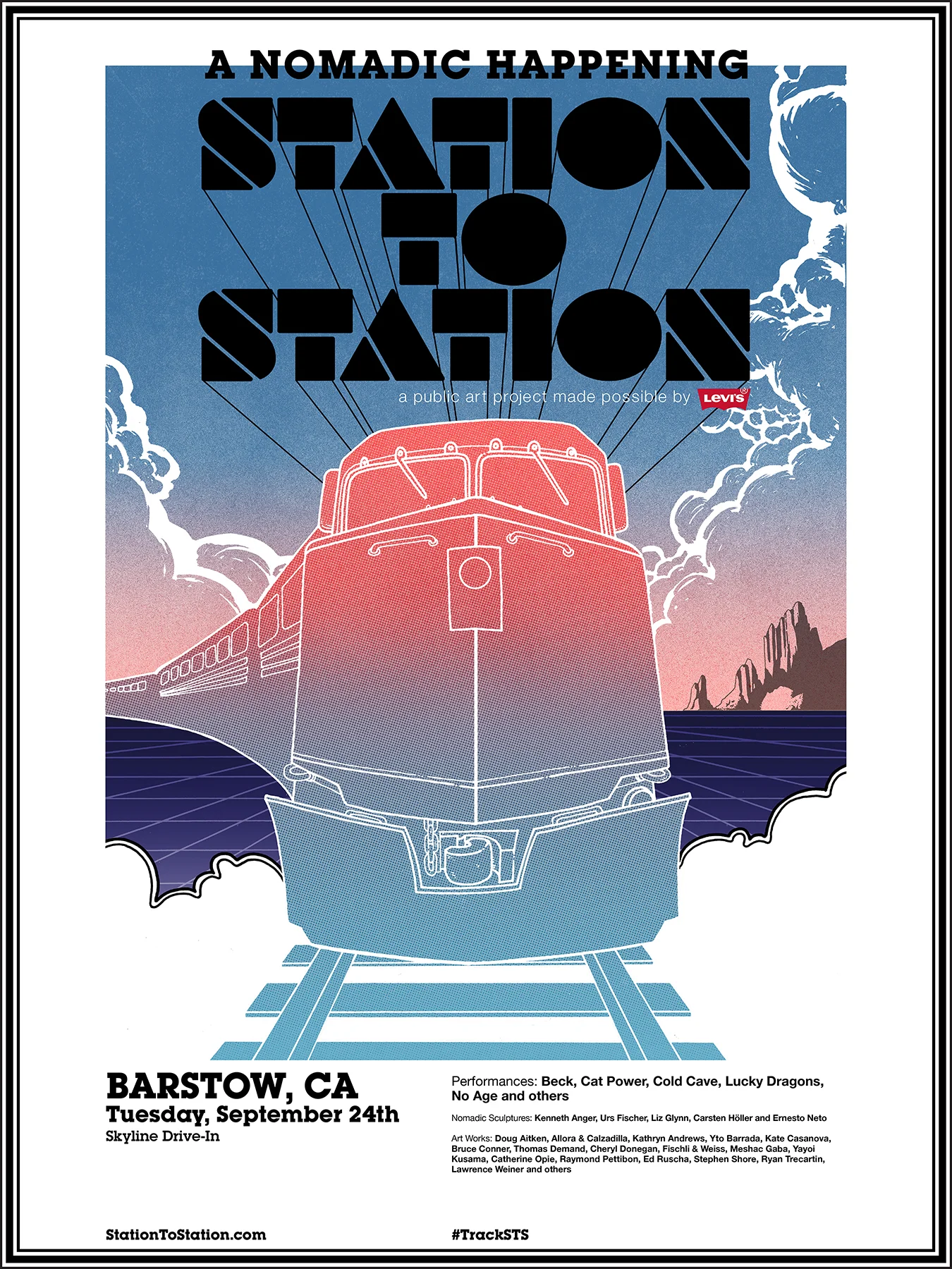 Poster Collaborations with artist Doug Aitken and designers Joey Mann, and Dylan Marcus for Station to Station , a Nomadic Happening traveling across the United States.