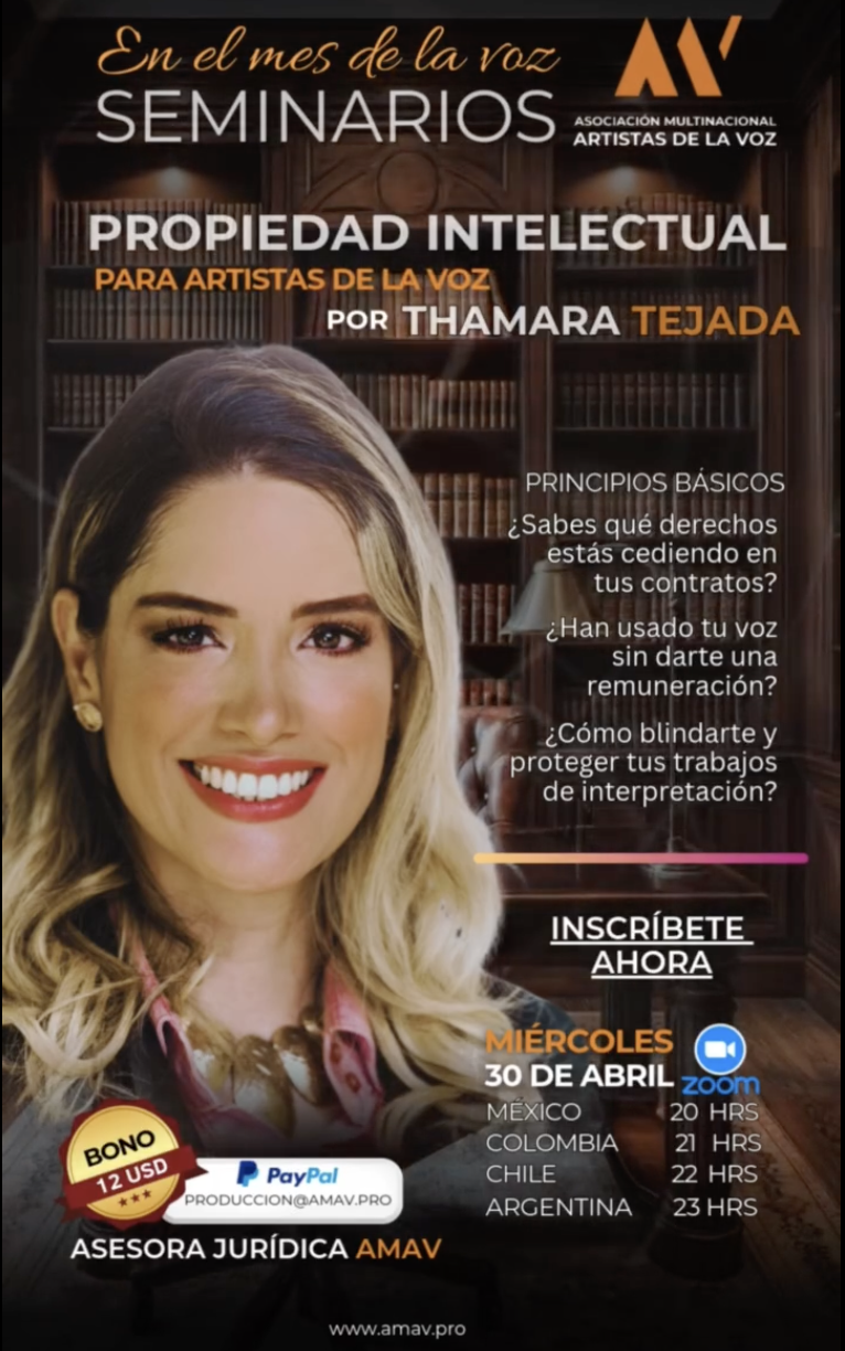 AMAV SEMINARIOS: “Propiedad Intelectual para artistas de la voz“