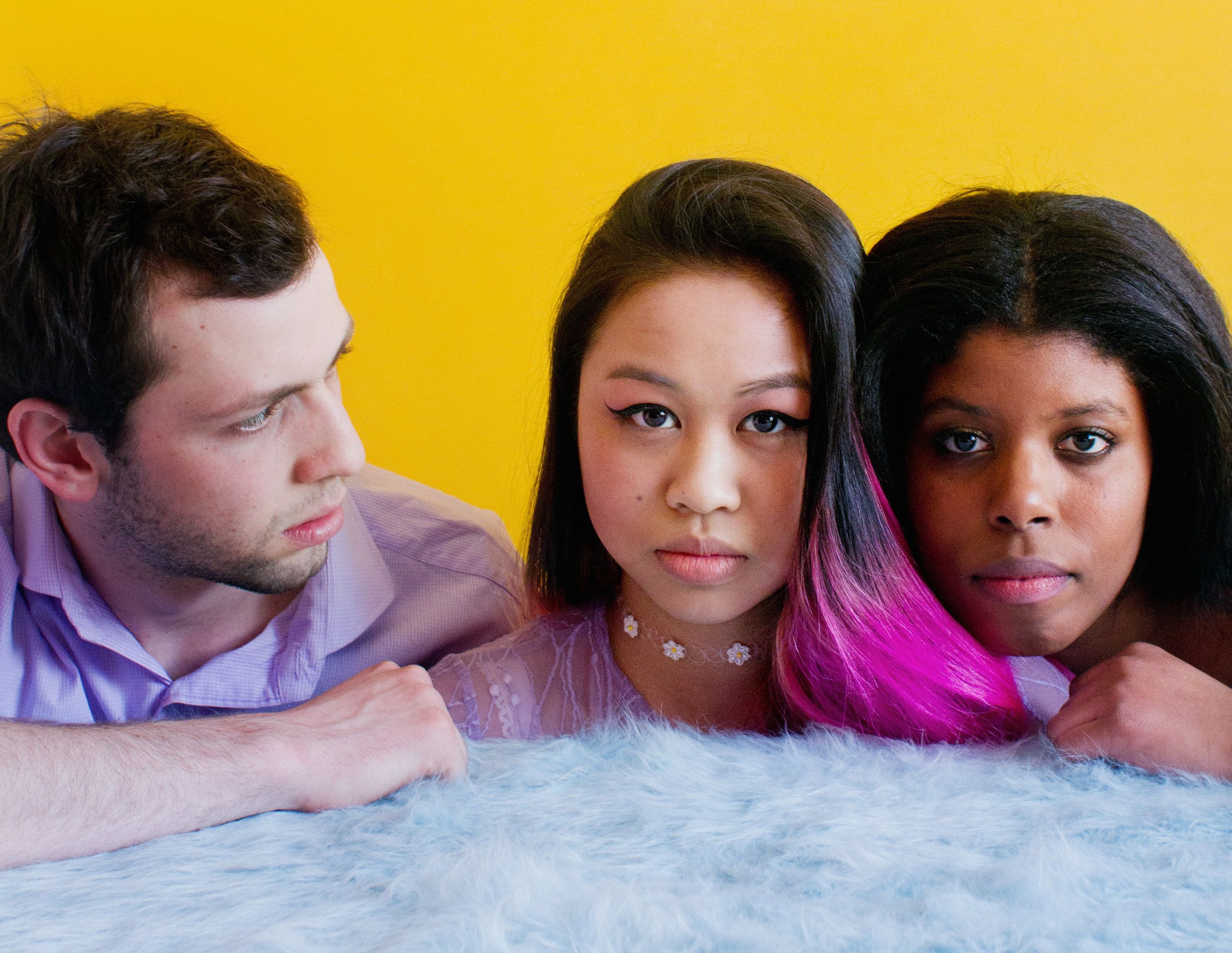 Photo of original cast, Douglas Ennenberg, athena kaitlin trinh, Alexandra Laferrière, photo by Laurence Philomene.