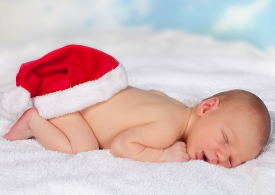 Newborn baby with santa hat