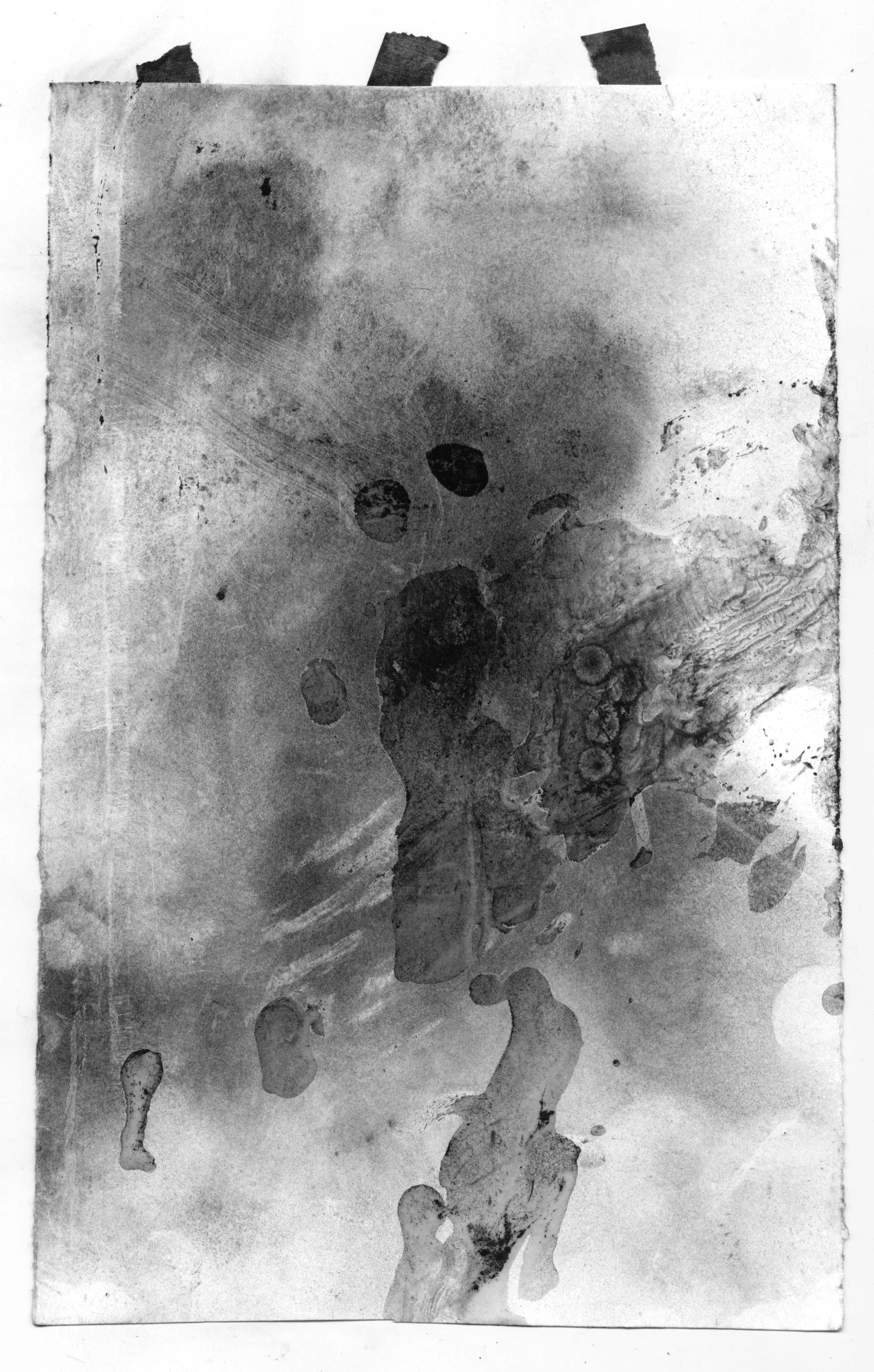   'Bodies 1' gesso, charcoal and ink, 6"x9.5" 2017  