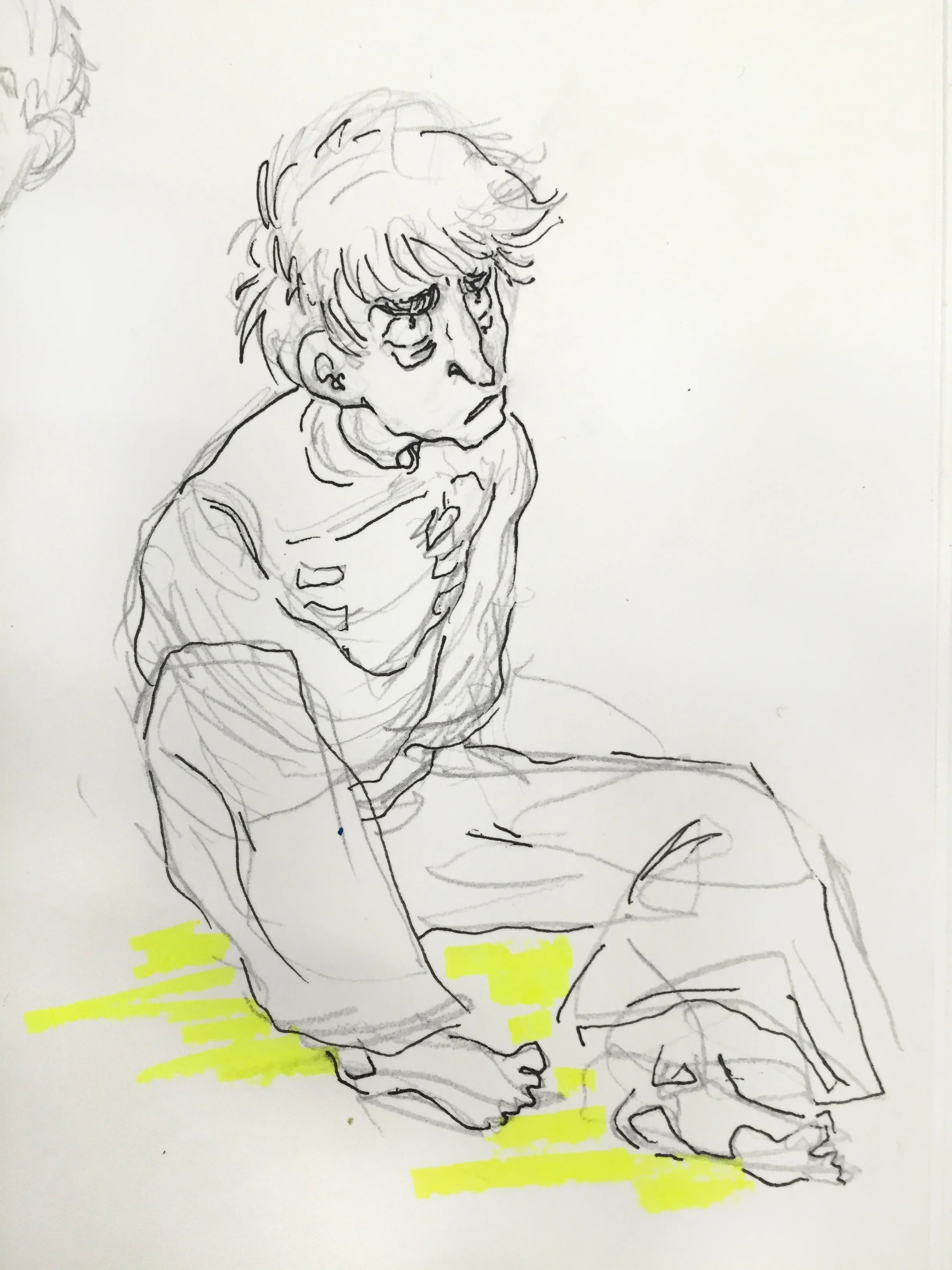 pen, graphite and highlighter on paper 2016 