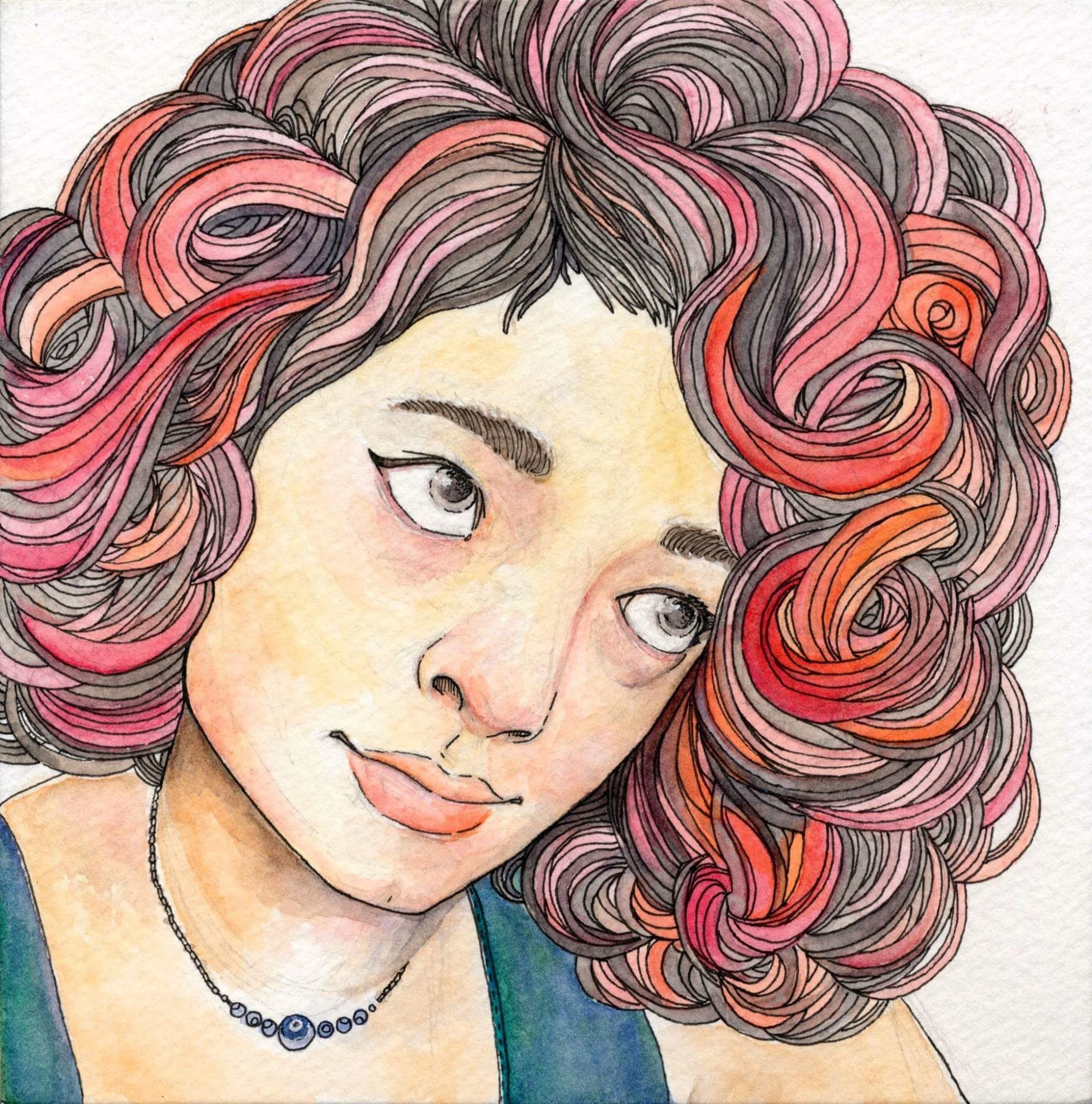   Lily  ink and watercolor on watercolor paper 2017 