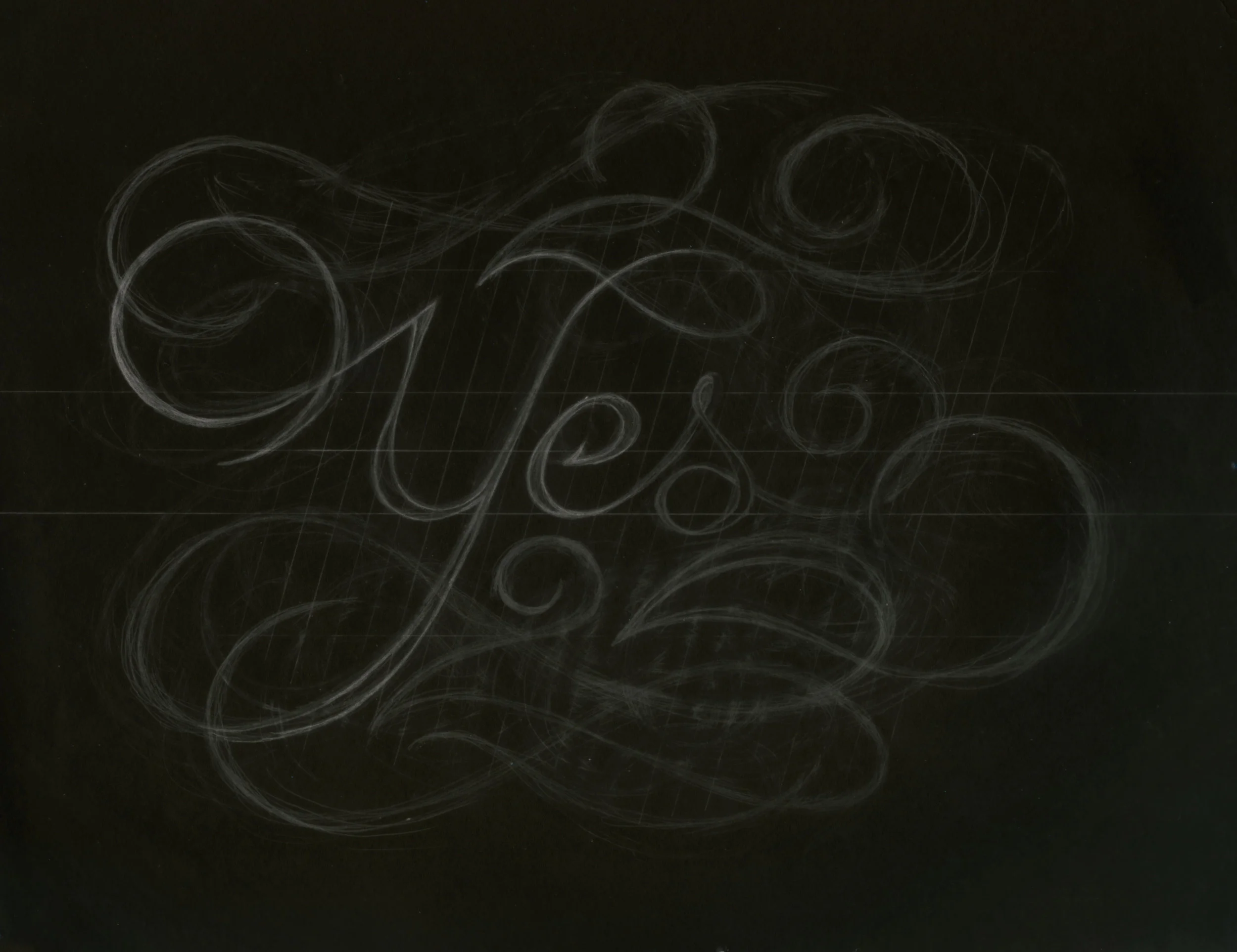   ‘Yes’ with Embellishments (sketch) graphite, 2017  