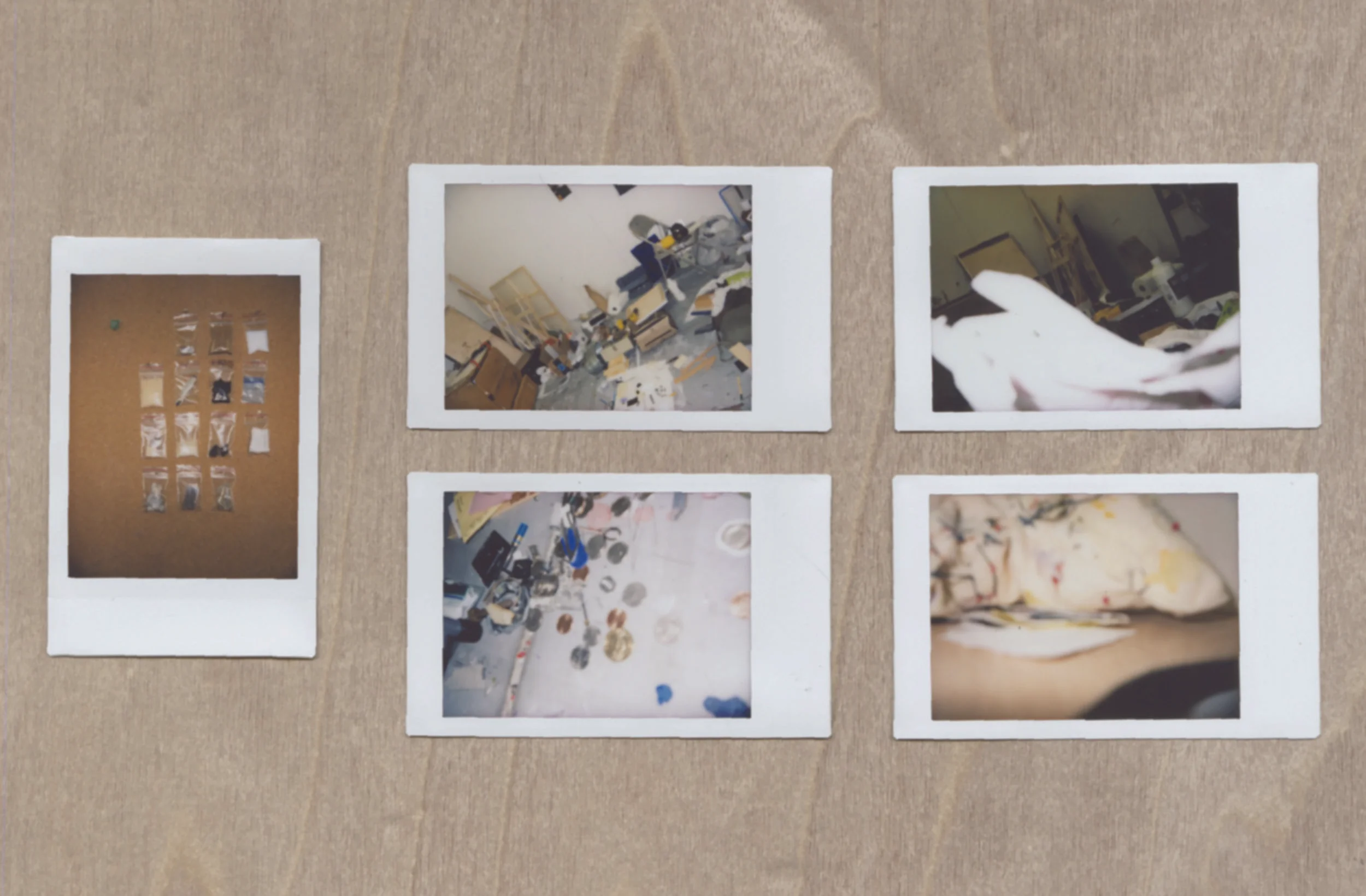  polaroid images of studio and spaces while constructing Toolshed (Childhood Hands) 2018  