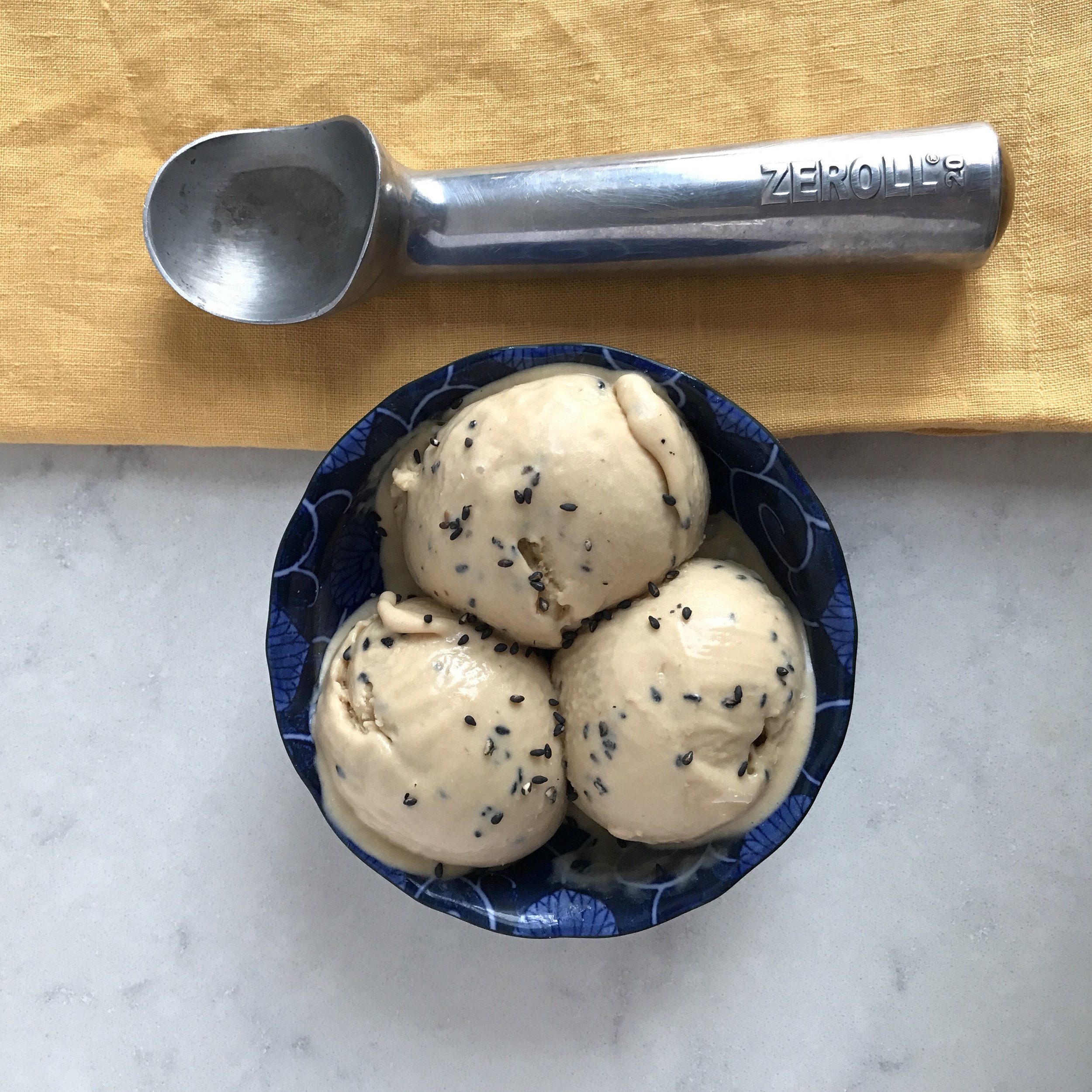 Miso Ice Cream with Black Sesame Seeds