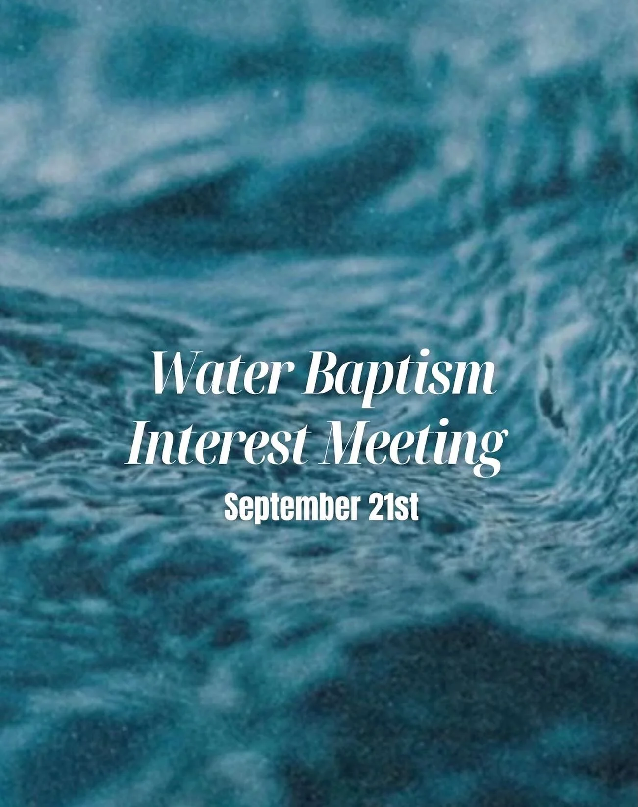 Hey purpose fam! 

Interested in getting baptized but not sure what that looks like? We have an interest meeting THIS SUNDAY after church for preparation if you want to learn more! 

See you there!