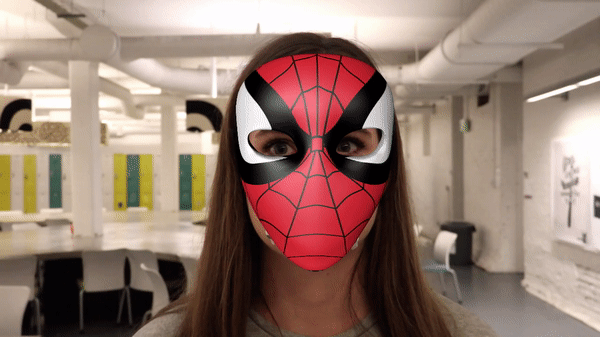 An animation of a classmate “wearing” a Spiderman mask, created using Cinema-4D