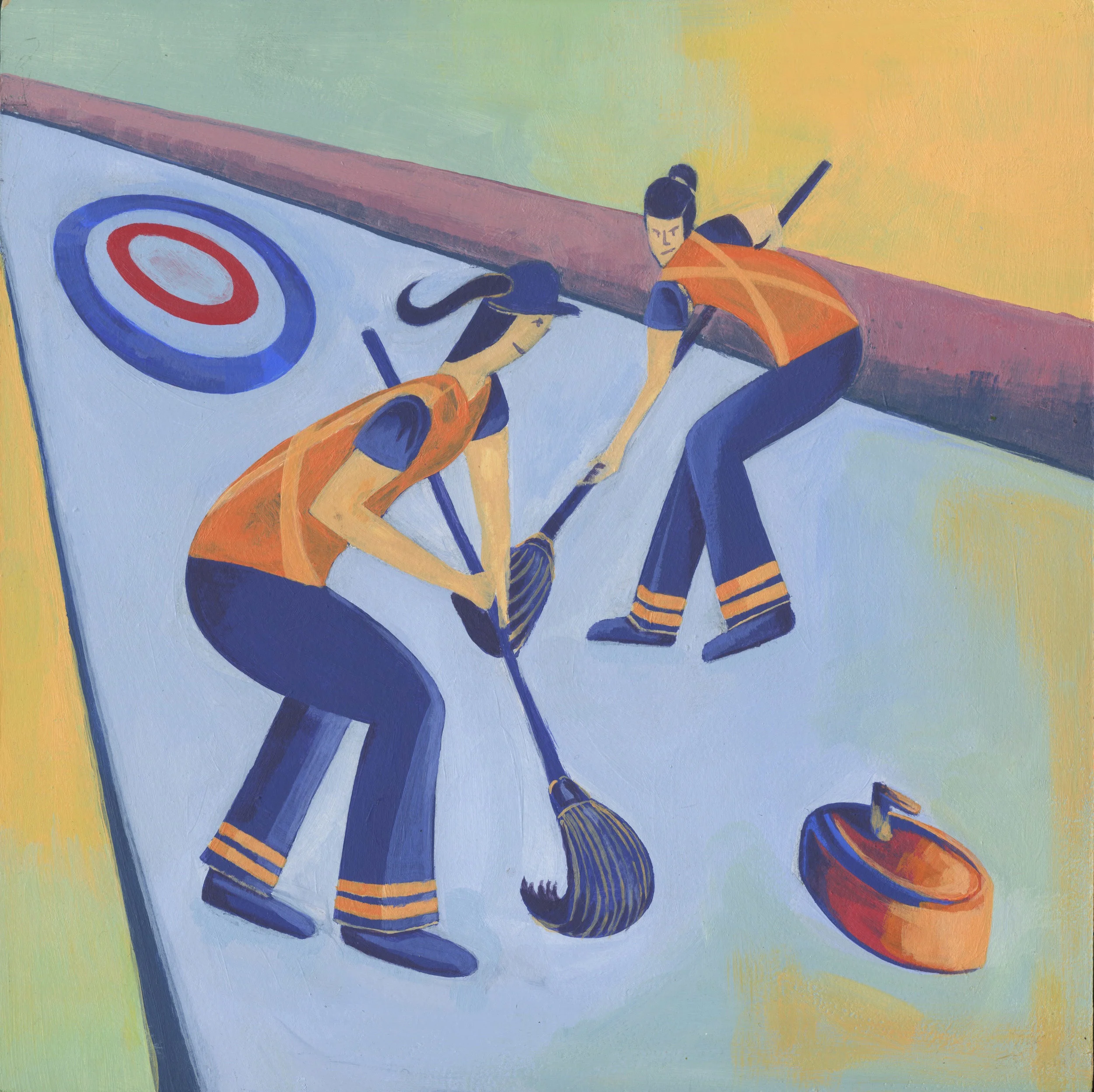 Sweep Sweep Sweep! Two street sweepers play a sport, Curling.