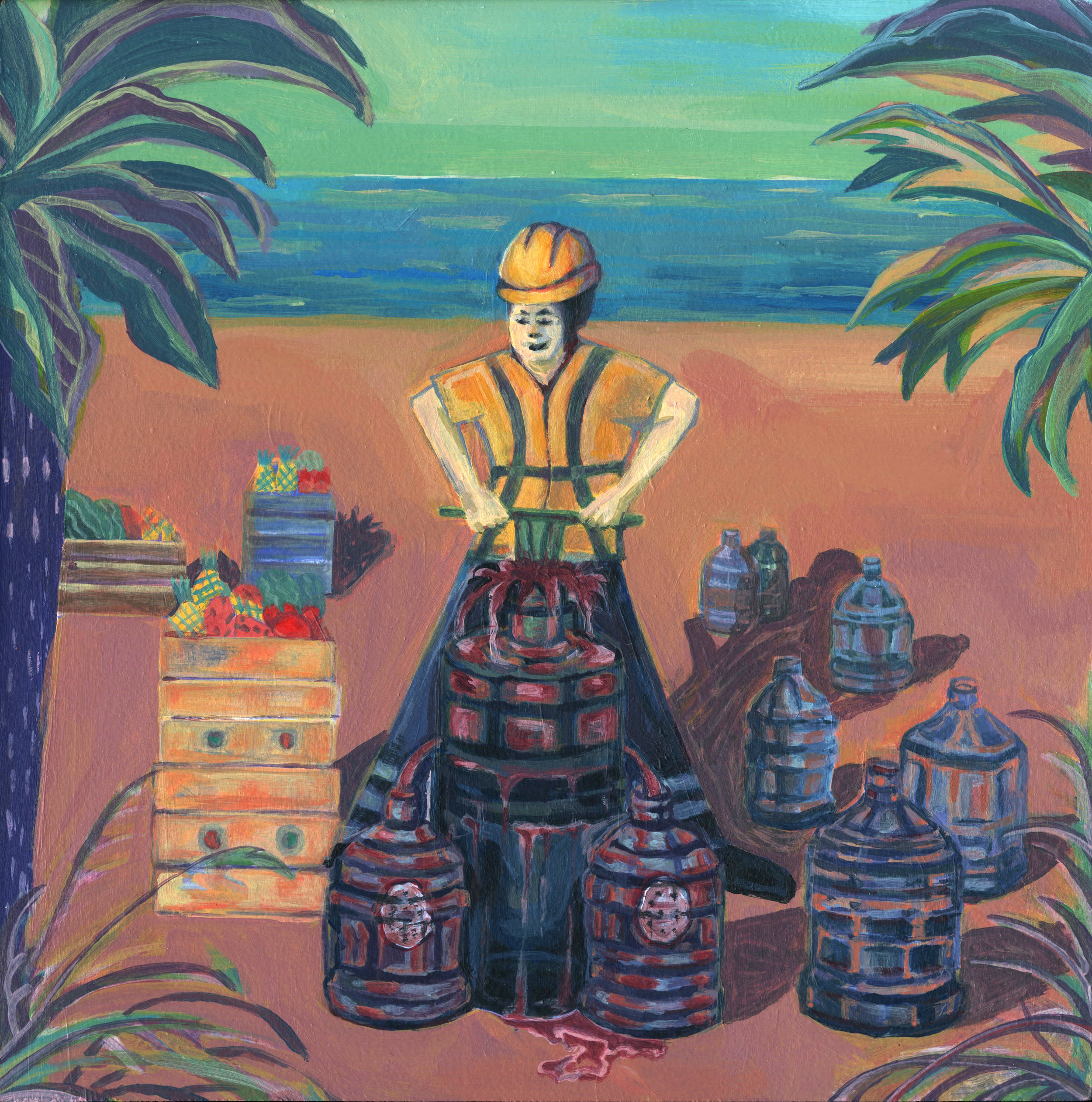 Jet-Hammering A road construction worker makes every morning, everyday crest juices through his jackhammering power!