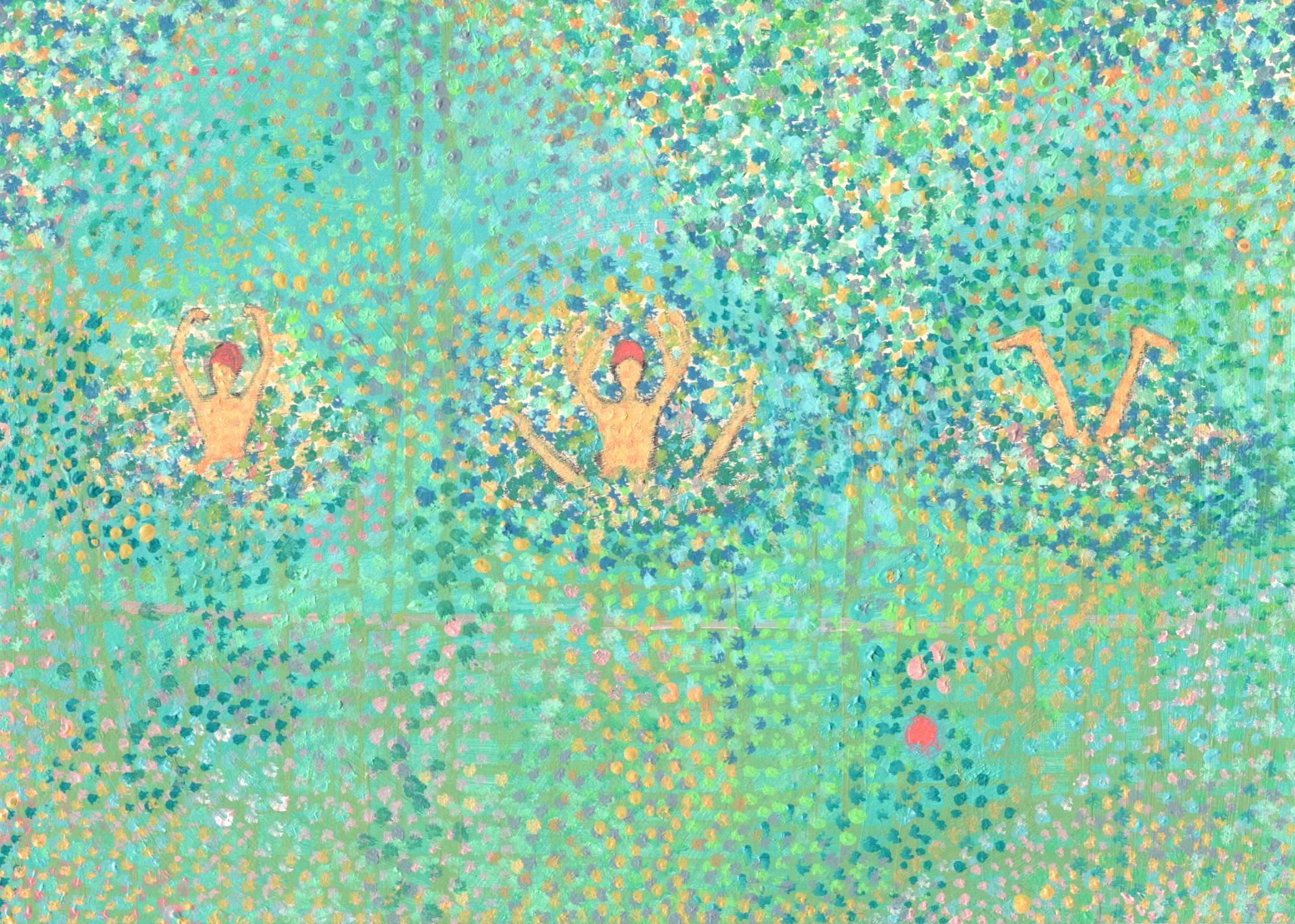 "Three Synchronized Swimmers of Summer" - Acrylic, 5"x7"June 2017