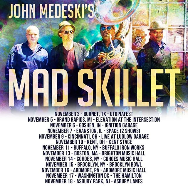 John Medeski's Mad Skillet&nbsp;will embark on their first US tour! Mad Skillet is John's new band with the incredible Will Bernard (guitar), Kirk Joseph (sousaphone extraordinaire), and drum maestro Terence Higgins. Tickets go on sale Friday, August
