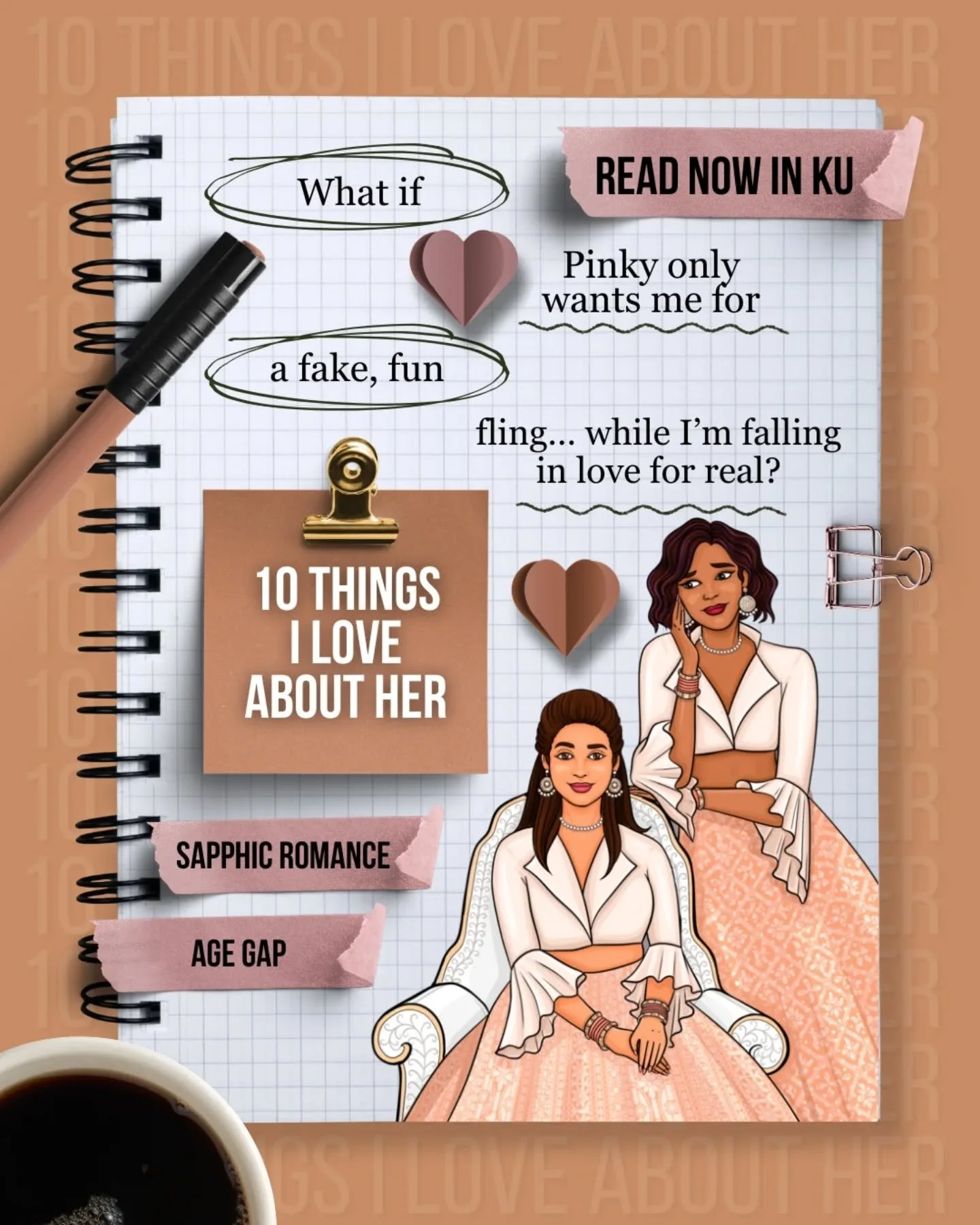 📖: 10 Things I Love About Her

Tropes:
🤎 Sapphic Romance 
🤎 Age Gap Romance
🤎 Grumpy x Sunshine
🤎 Opposites Attract
🤎 Fake Dating (to please their siblings)
🤎 Maids of Honor Shenanigans
🤎 Taming of the Shrew&ndash;adjacent
🤎 Slow Burn to Spi