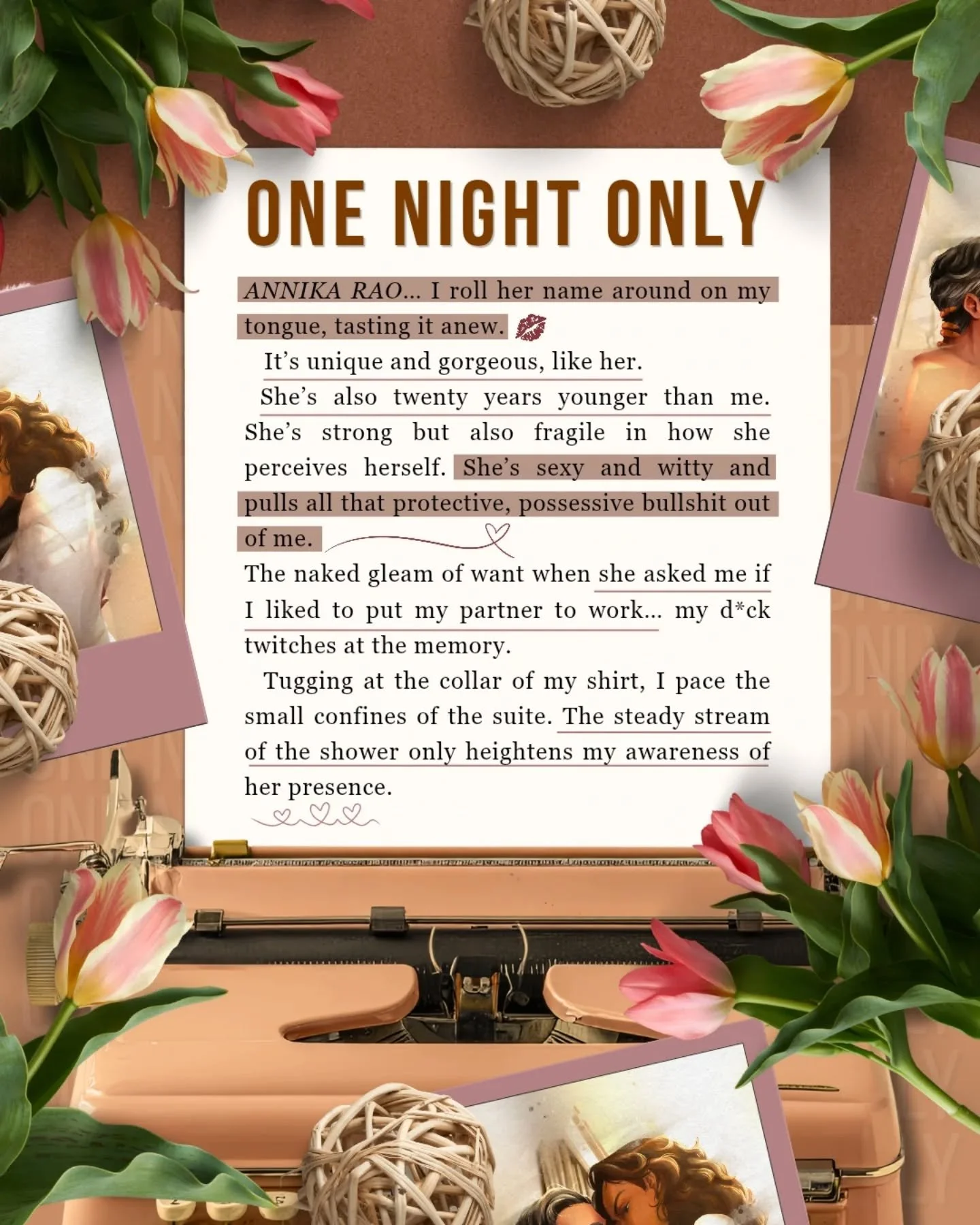 📖 One Night Only by Tara Pammi 

🧡 Age gap romance
🧡 Se*y surgeon ex-boss hero
🧡 Messy, chaos gremlin heroine
🧡 He falls first &amp; harder
🧡 Forced proximity
🧡 Millionaire romance
🧡 |nsta-love
🧡 B!sexual rep
🧡 Ste&atilde;my
.
.
.
#agegapro