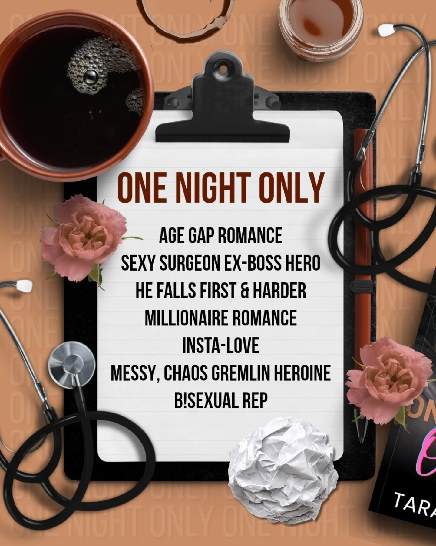 📖 One Night Only by Tara Pammi 

🧡 Age gap romance
🧡 Se*y surgeon ex-boss hero
🧡 Messy, chaos gremlin heroine
🧡 He falls first &amp; harder
🧡 Forced proximity
🧡 Millionaire romance
🧡 |nsta-love
🧡 B!sexual rep
🧡 Ste&atilde;my
.
.
.
#agegapro