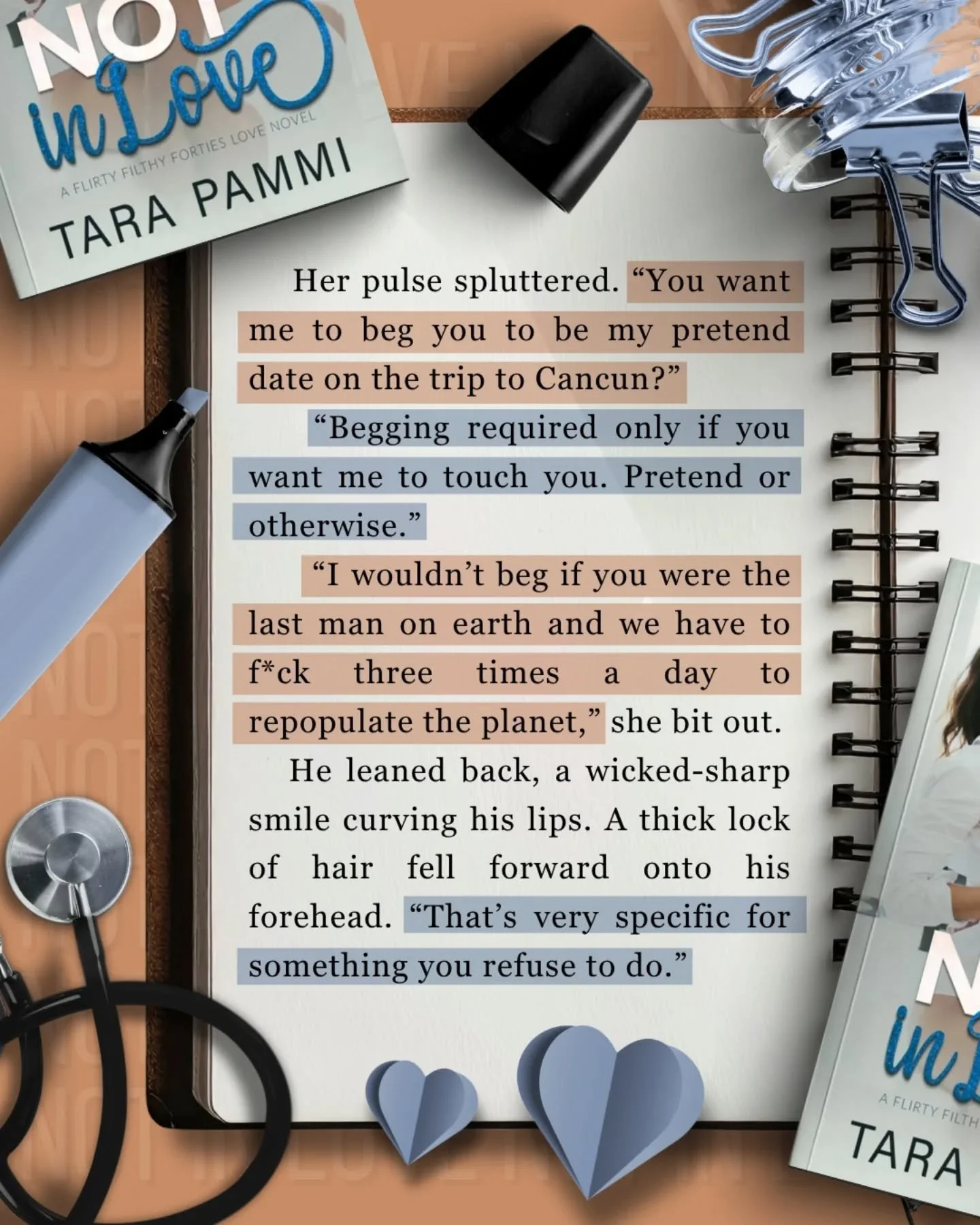 📖 Not In Love by Tara Pammi

💙 Age Gap Romance
💙 Hate to love
💙 Forced Proximity
💙 Contemporary romance 
💙 He Falls First
💙 Protective Hero
💙 Wedding Season Romance

Not In Love is steamy, age gap, enemies to lovers romance with dirty-talking