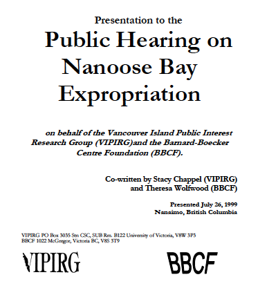 Presentation to the Public Hearing on Nanoose Bay Expropriation 
