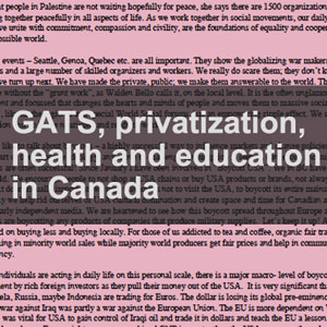 Resistance and alternatives to the GATS in Canada