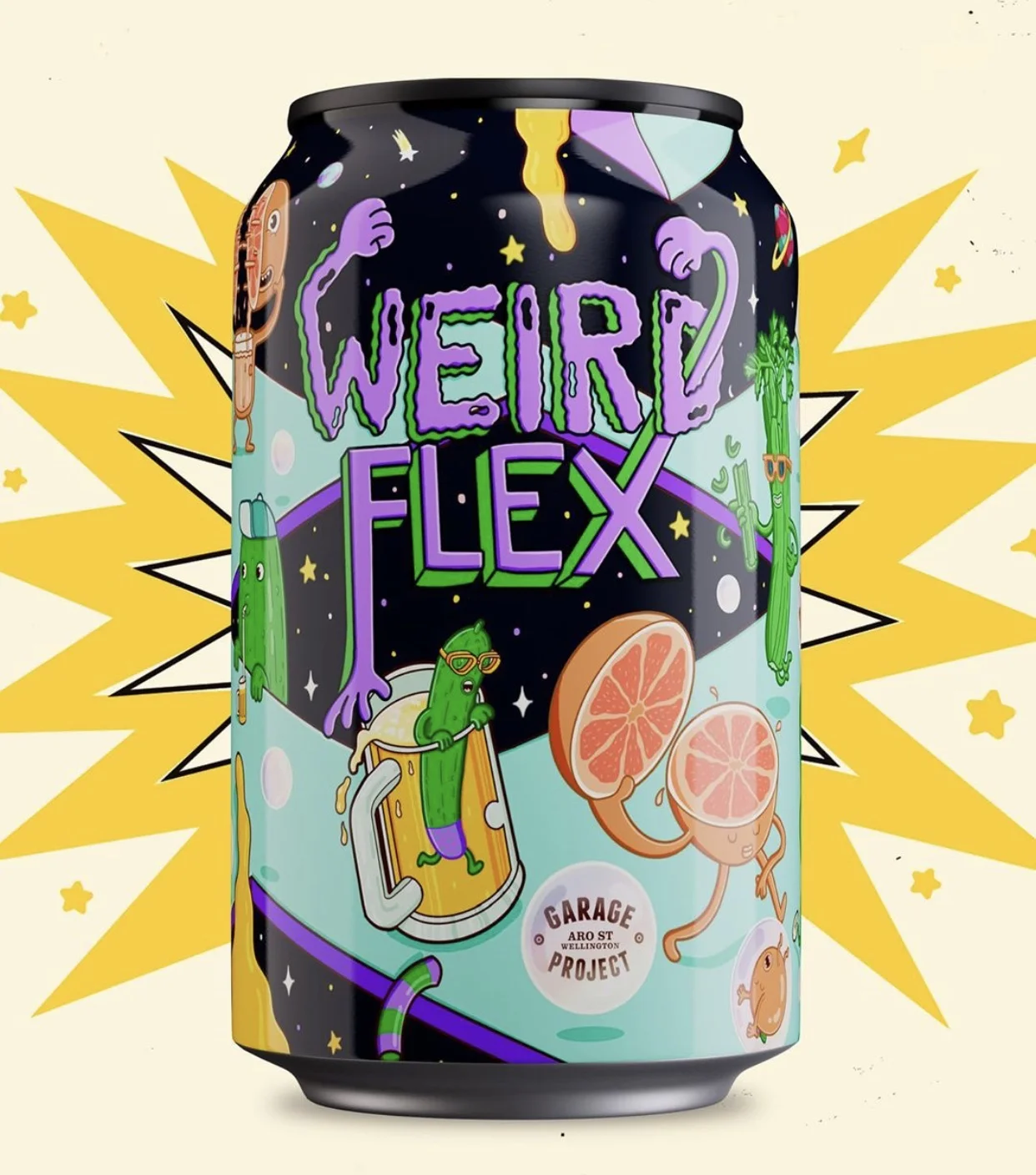 Weird Flex Garage Project Beer Label Design