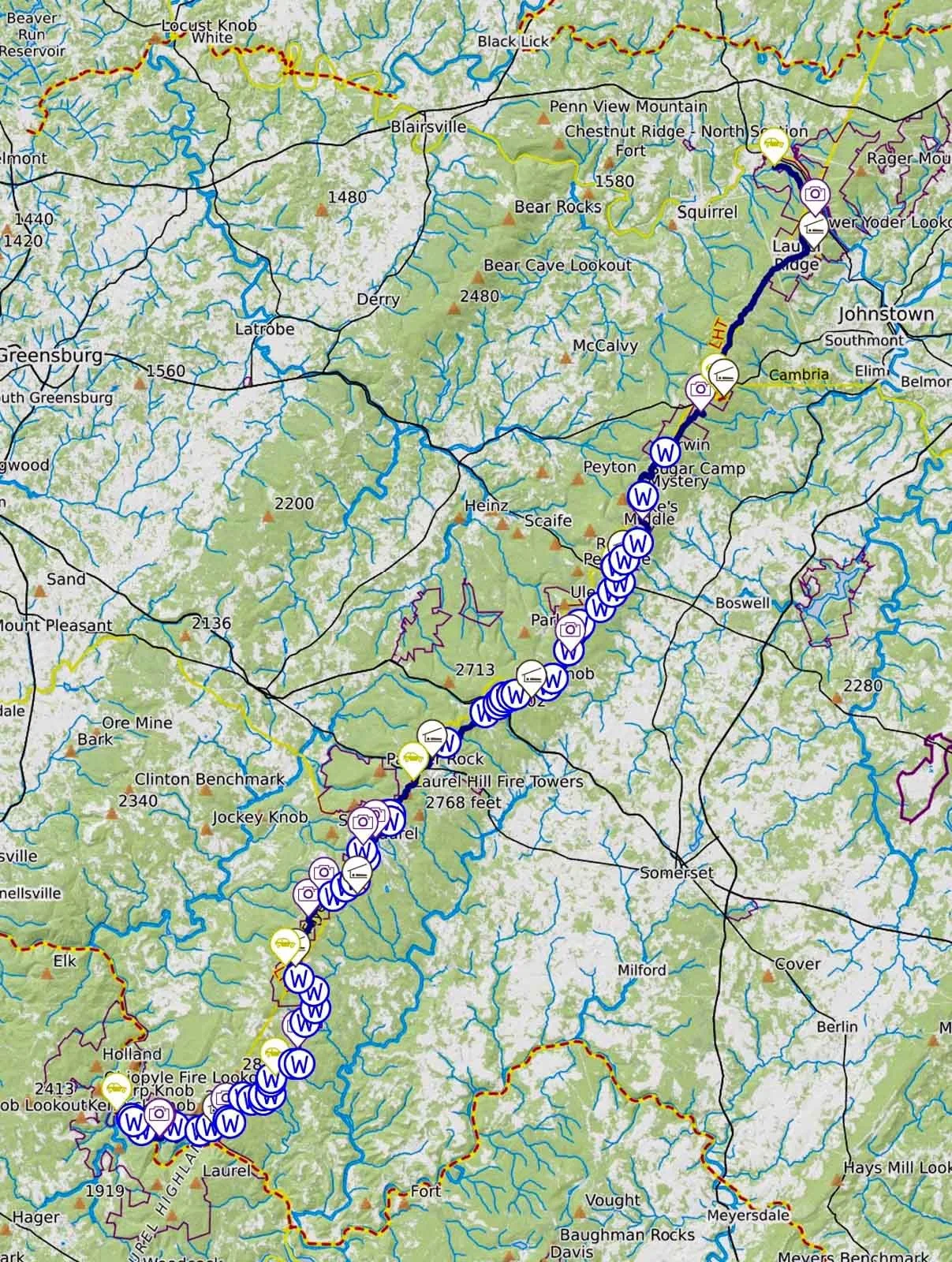 Laurel Highlands Hiking Trail Map
